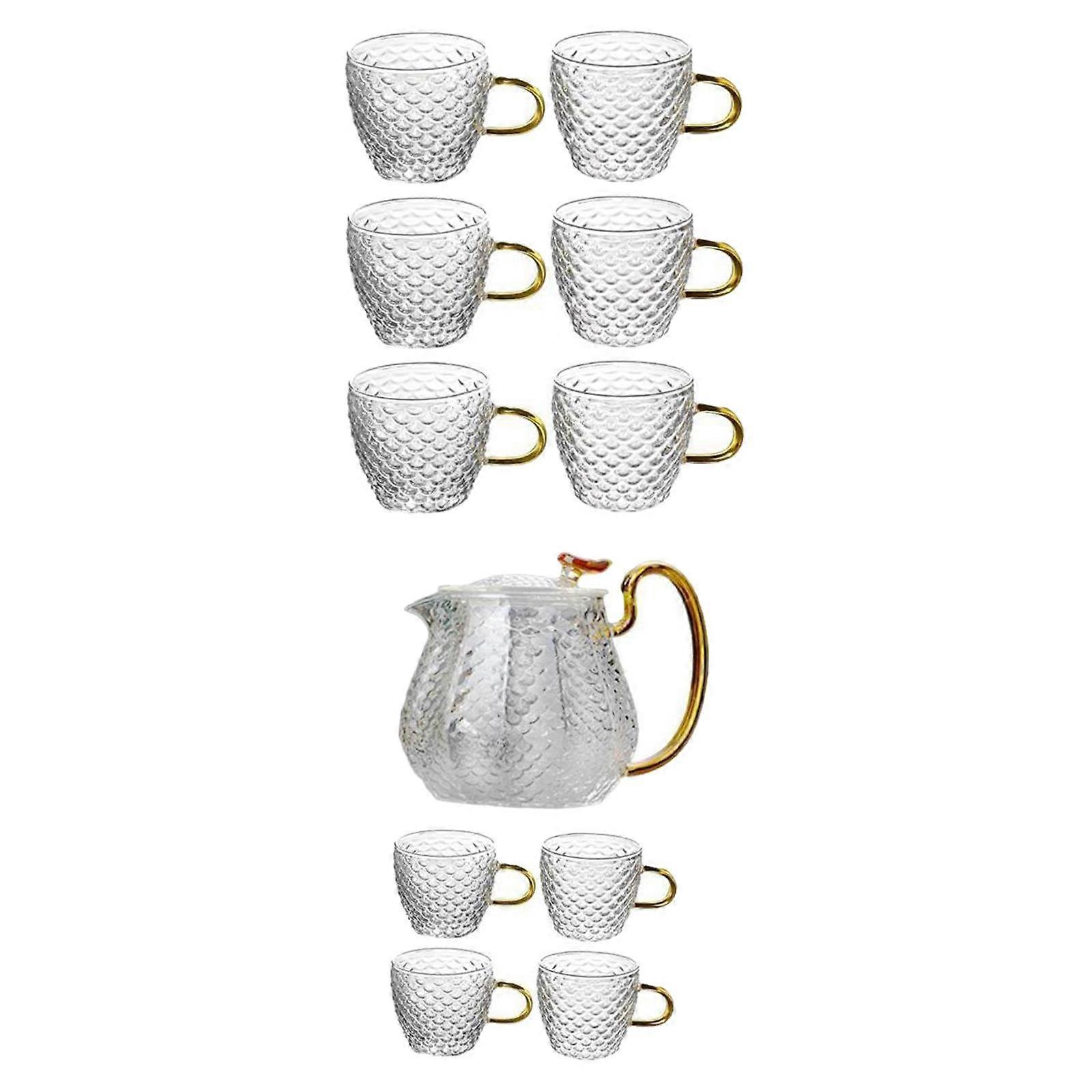 Hammered High Borosilicate Teapot Household 1xTeapot+10xTeacup