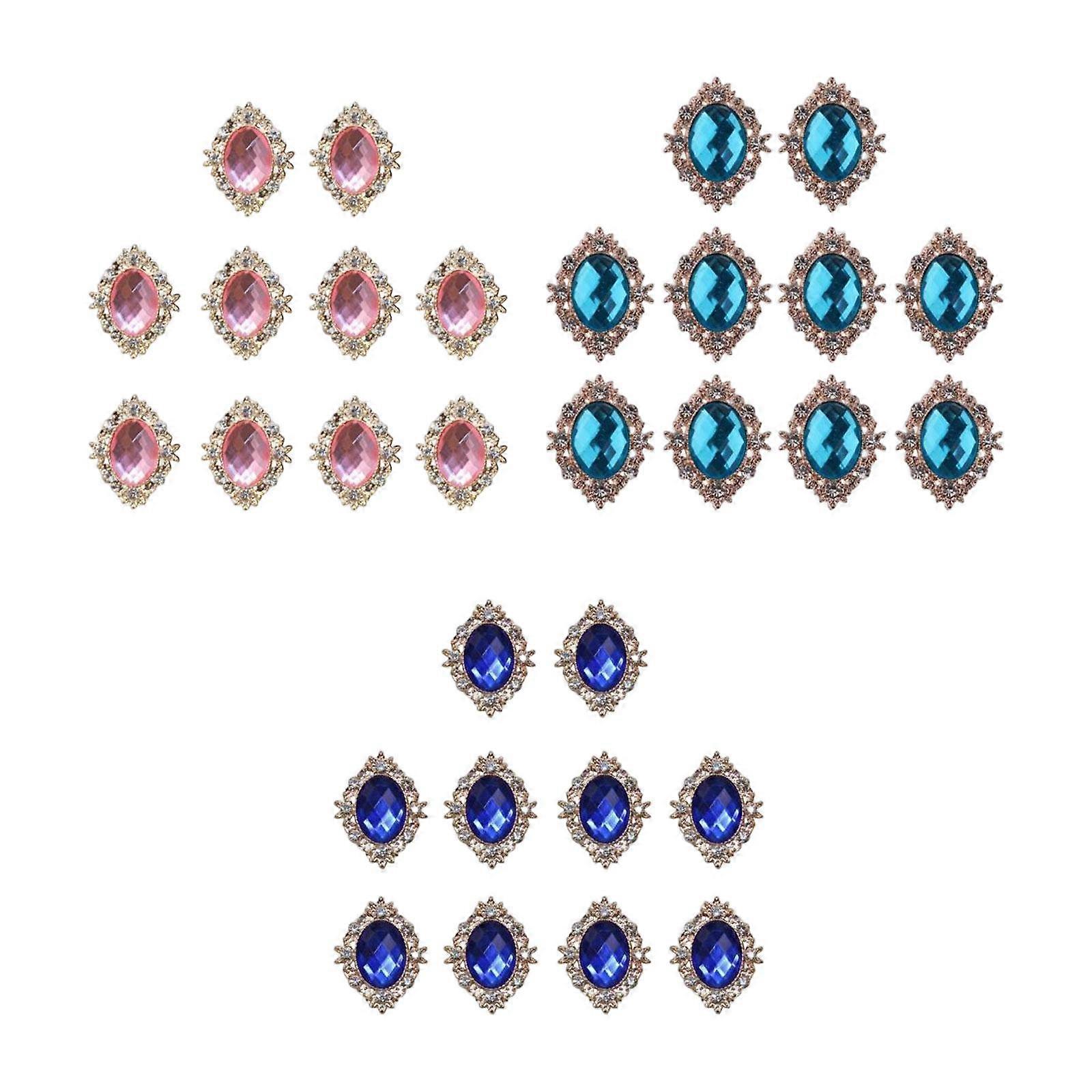 30x DIY Rhinestone Flat back Buttons Embellishment for Clothes Card Making