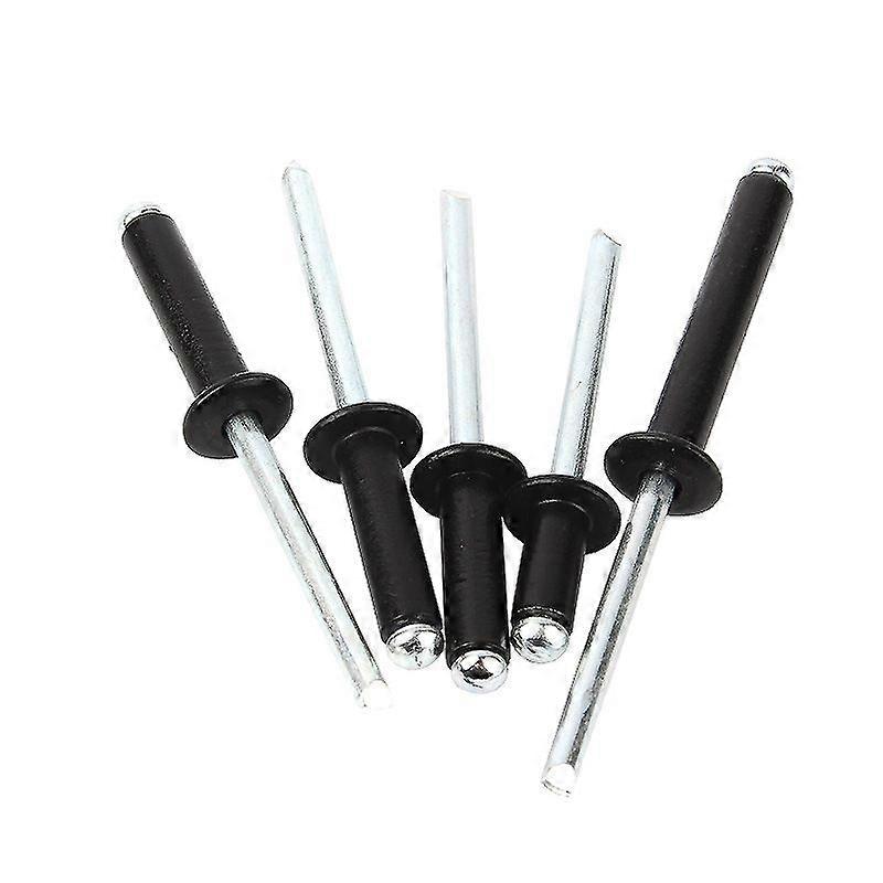 100pcs 4 x 12.7mm Aluminum Blind Rivets with Open End, Pack of 100 (Black)