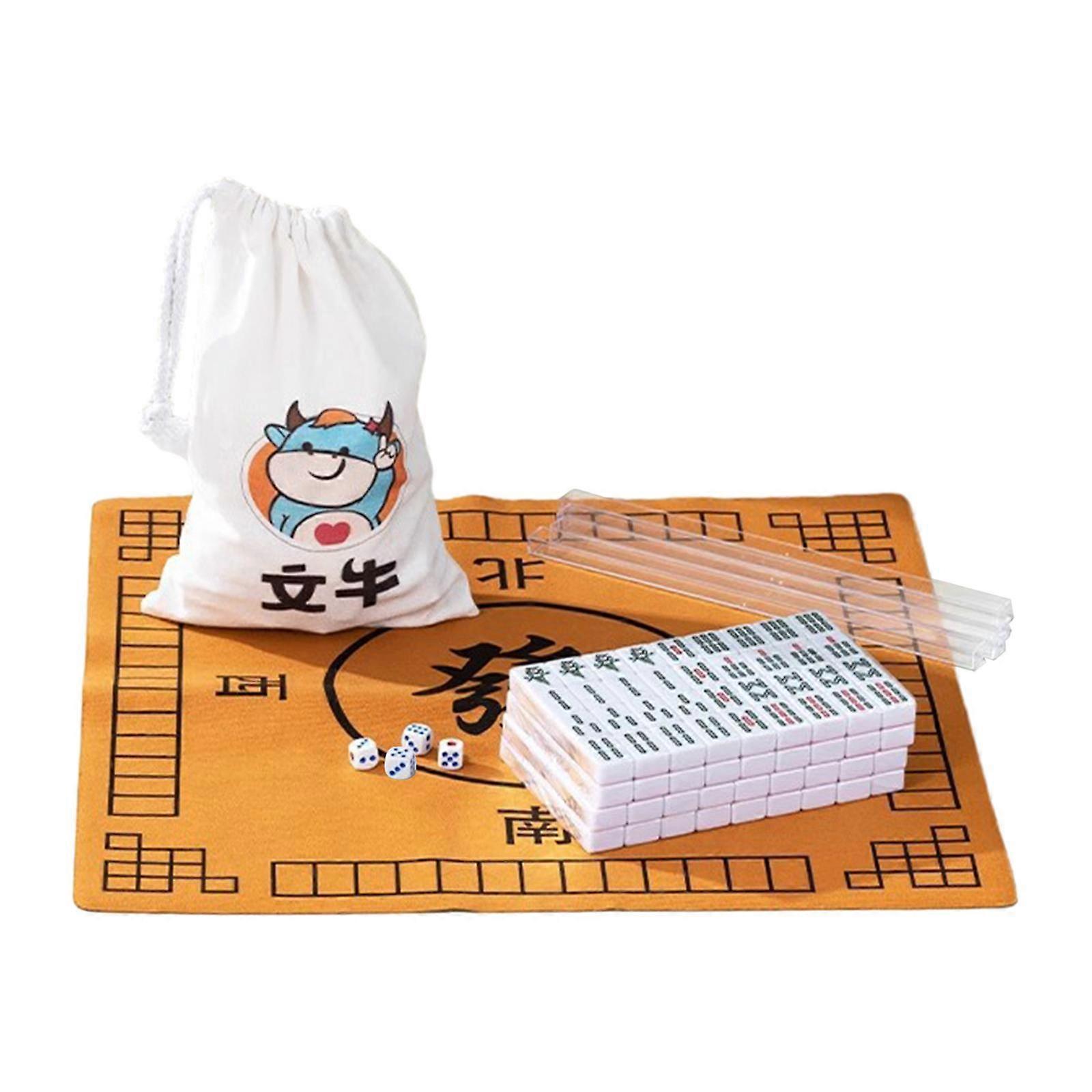 Travel Mini Mahjong Set Chinese Mahjong Tiles Set with Storage Bag Lightweight