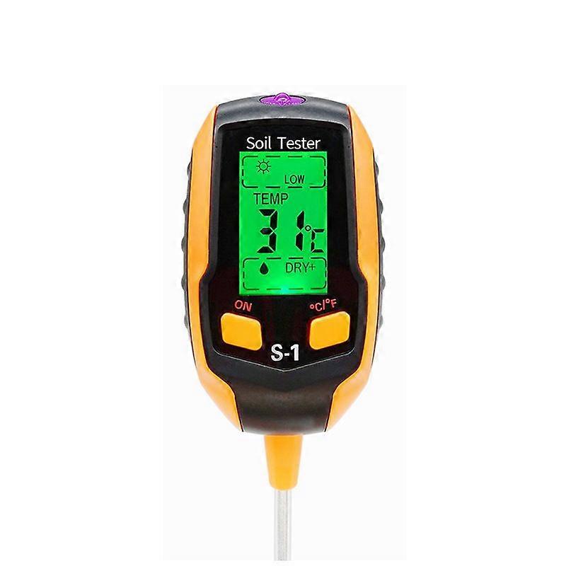 in 1 Moisture Meter - Digital LCD Display - Plant Temperature/Soil Moisture/pH/Sunlight Intensity - Soil Tester for Gardening, Farming, 31.7*5.7*2.8c