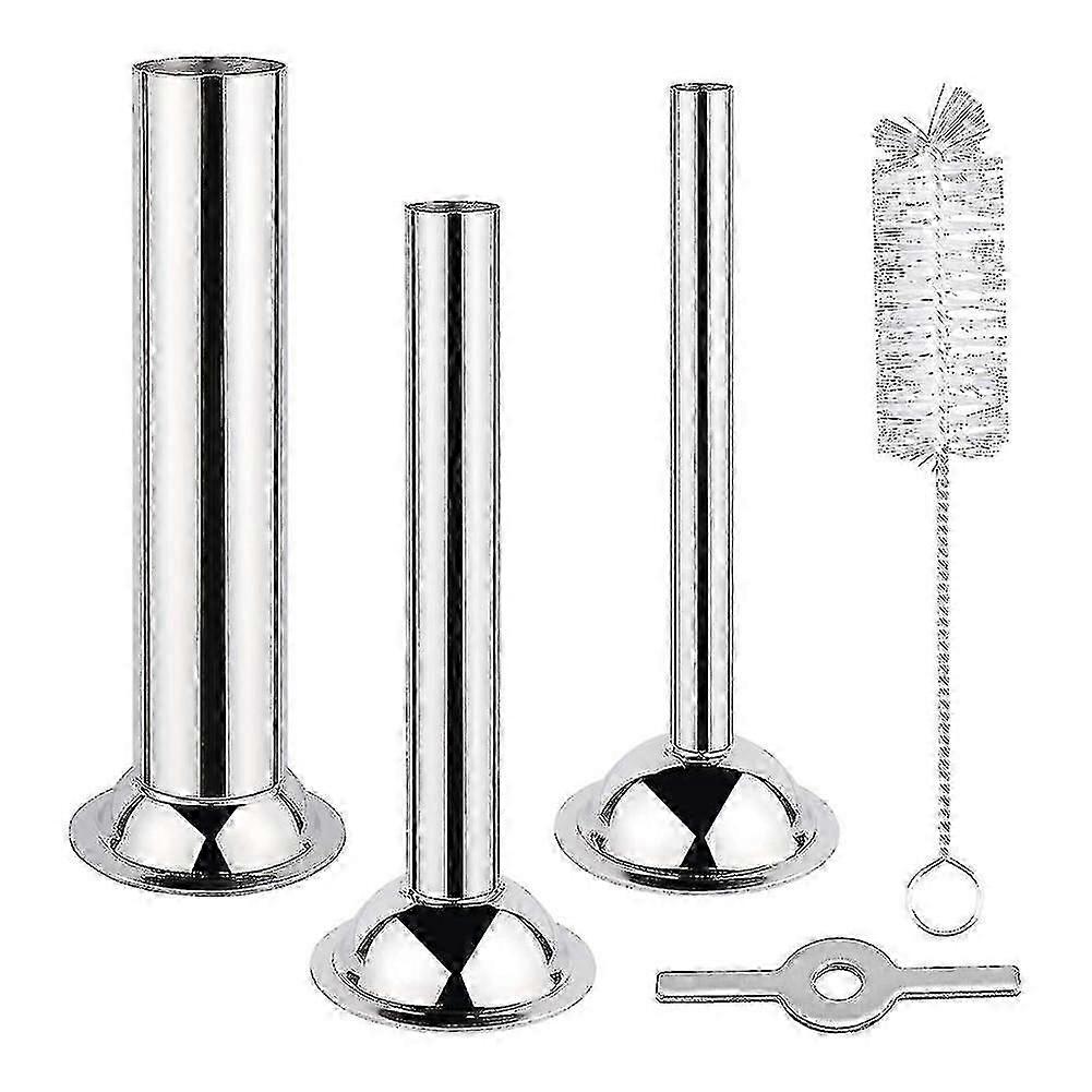 3 Formati In Acciaio Inox Salsiccia Stuffer Tubi Con Salsiccia Stuffer Anello E Spazzola Di Pulizia Per Carne