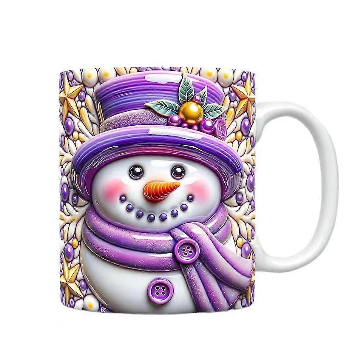 Christmas Snowman Coffee Cup Visual Effect Pattern Ceramic Water Cup