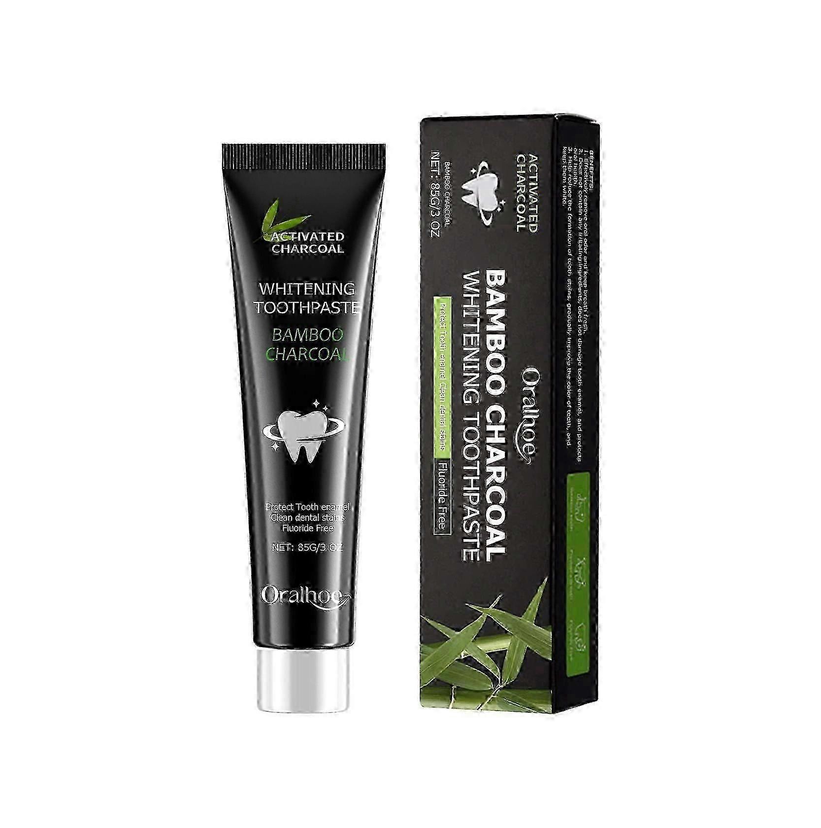Oralhoe Bamboo Charcoal Toothpaste Fresh Breath Teeth Brightening Improve Yellow Teeth Stain Removing Toothpaste
