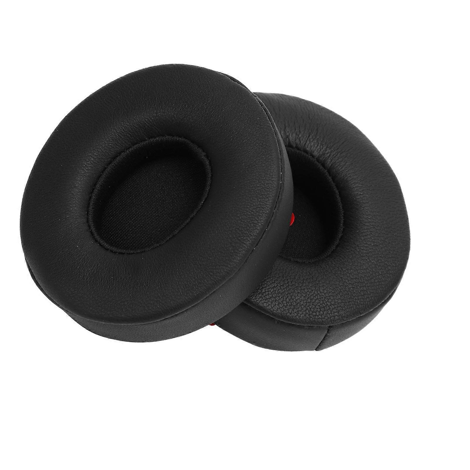 Headphone Ear Pads Noise Isolation Memory Foam Sheepskin Leather On Ear Headset Ear Cushions for Replacement Black 