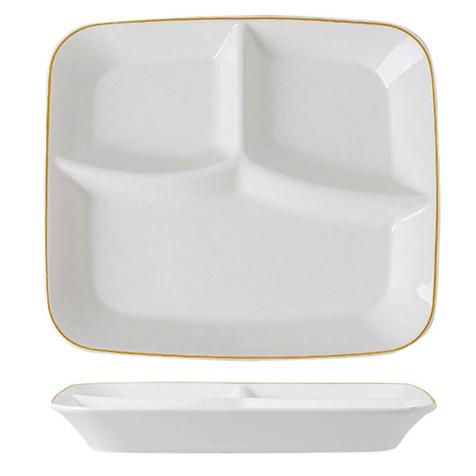 Divided Dinner Plate for Adults with Portion Control – Lunch Tray for Salad, Steak, Sushi, Pasta – White (1 Plate)