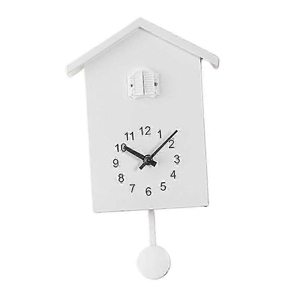 Cuckoo Telling Time Silent 2-arm Sweeping Wall Clock Bedside Clock White