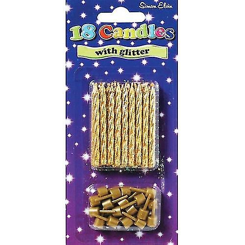 Simon Elvin 18 Glitter Birthday Candles With Holders (Pack Of 6)