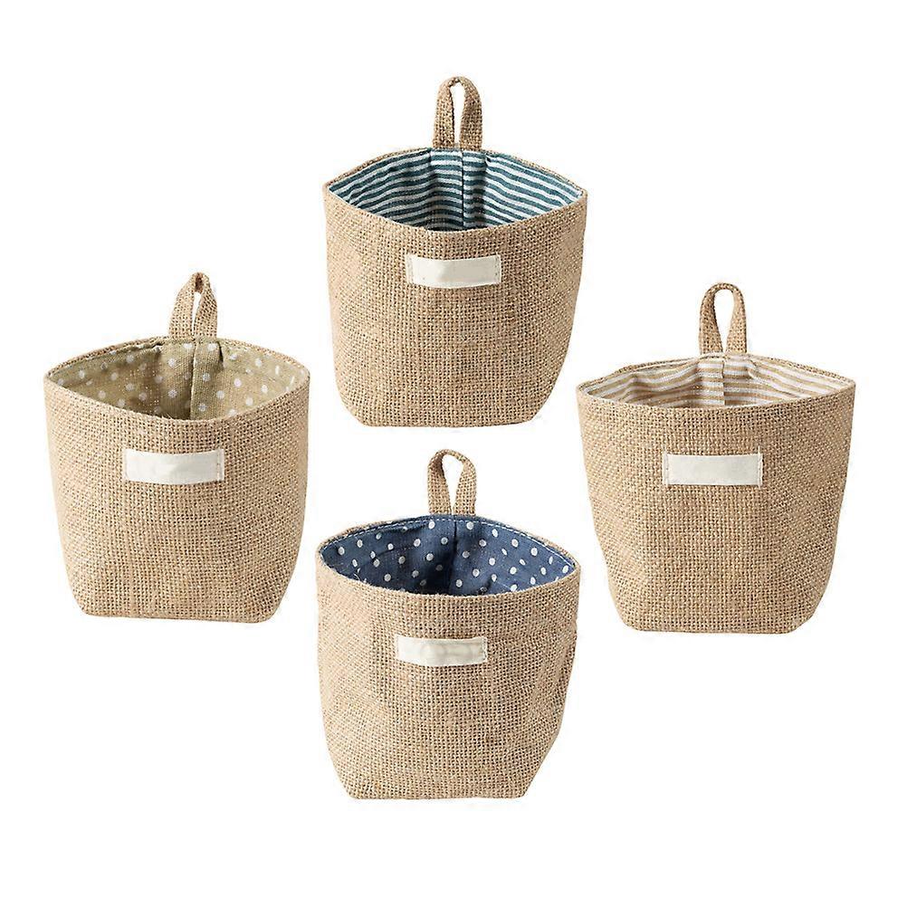Wall Storage Organizer Bags Cotton Linen Rectangular Natural Design Storing
