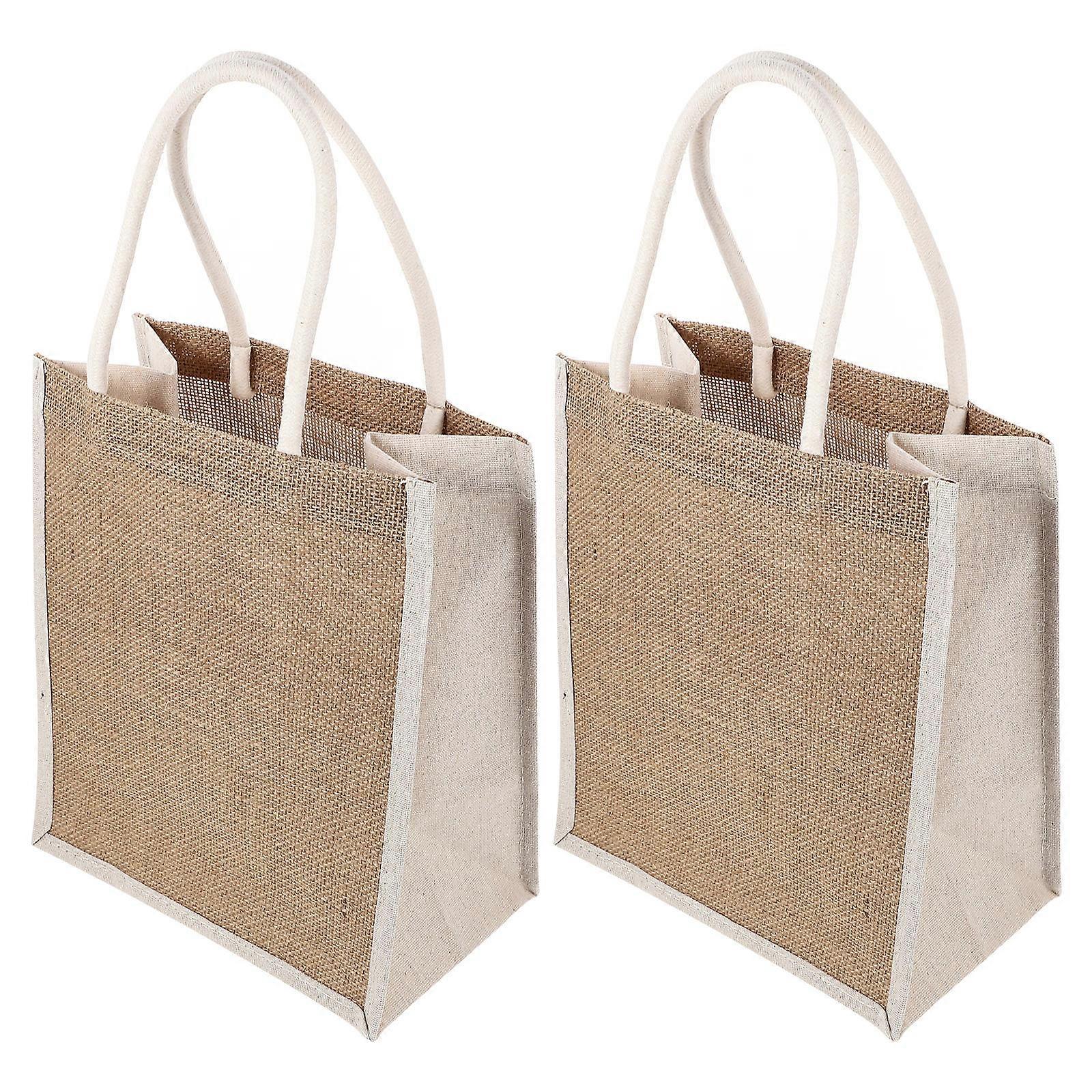 Here's a polished and engaging product description for your **2pcs Reusable Burlap Tote Bags With Handle**:

 

🌿 **2 Pack Reusable Burlap Tote Bags