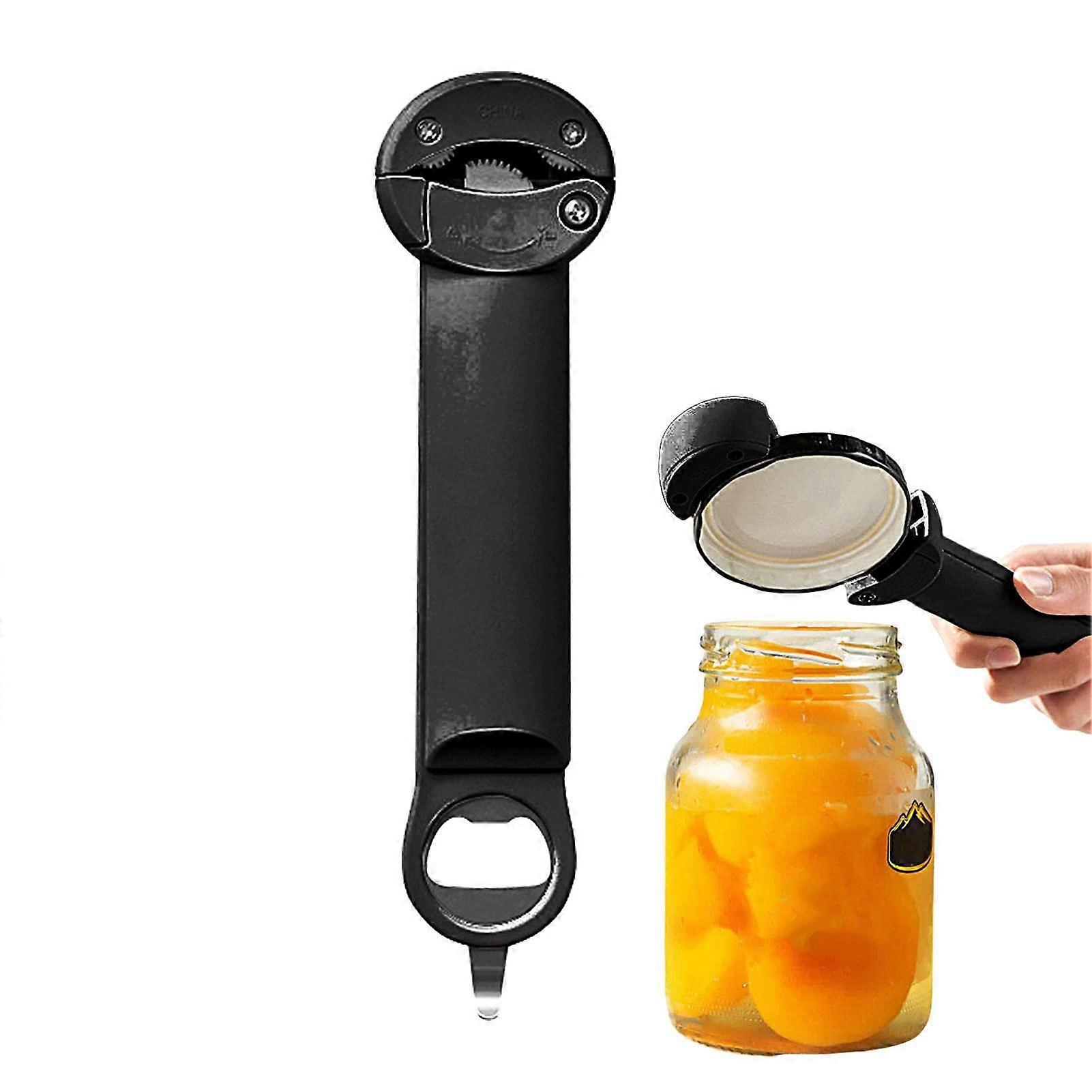 Magnetic Can Opener with Handle, Portable Retractable Bottle Opener for Containers and Fridge, Black Travel Tool