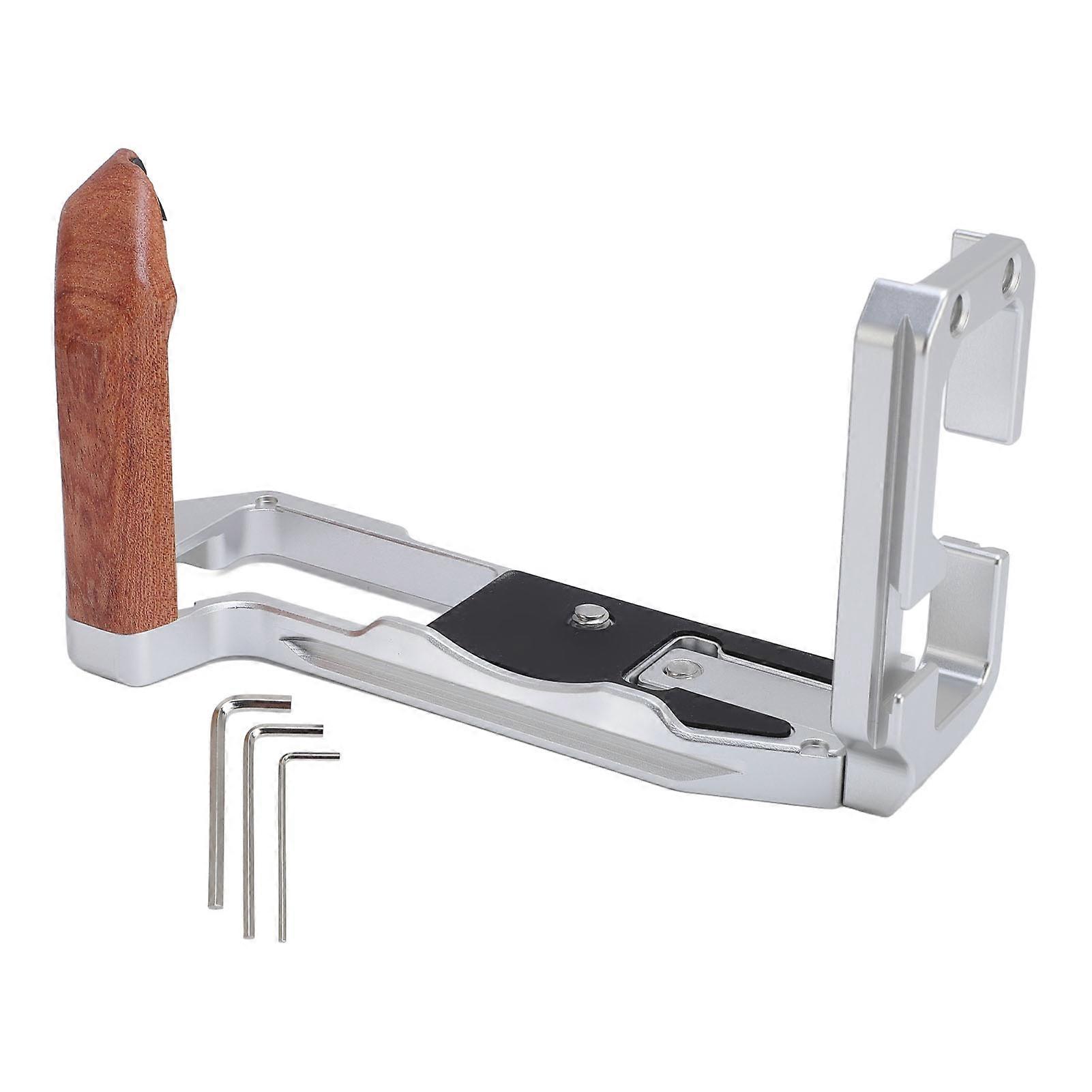 L Shape Camera Grip for XT5 - Lightweight Aluminum with Wooden Handle, Full Access Design