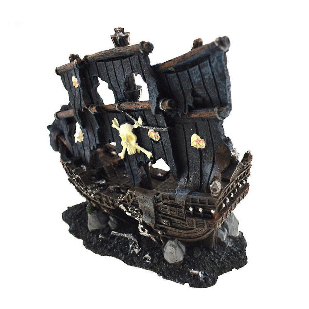 Aquarium Shipwreck Decoration Resin Broken Ship Ornaments Fish Hiding Place Realistic Design Aquarium Owners 21x8.5x18.5cm 1Pack