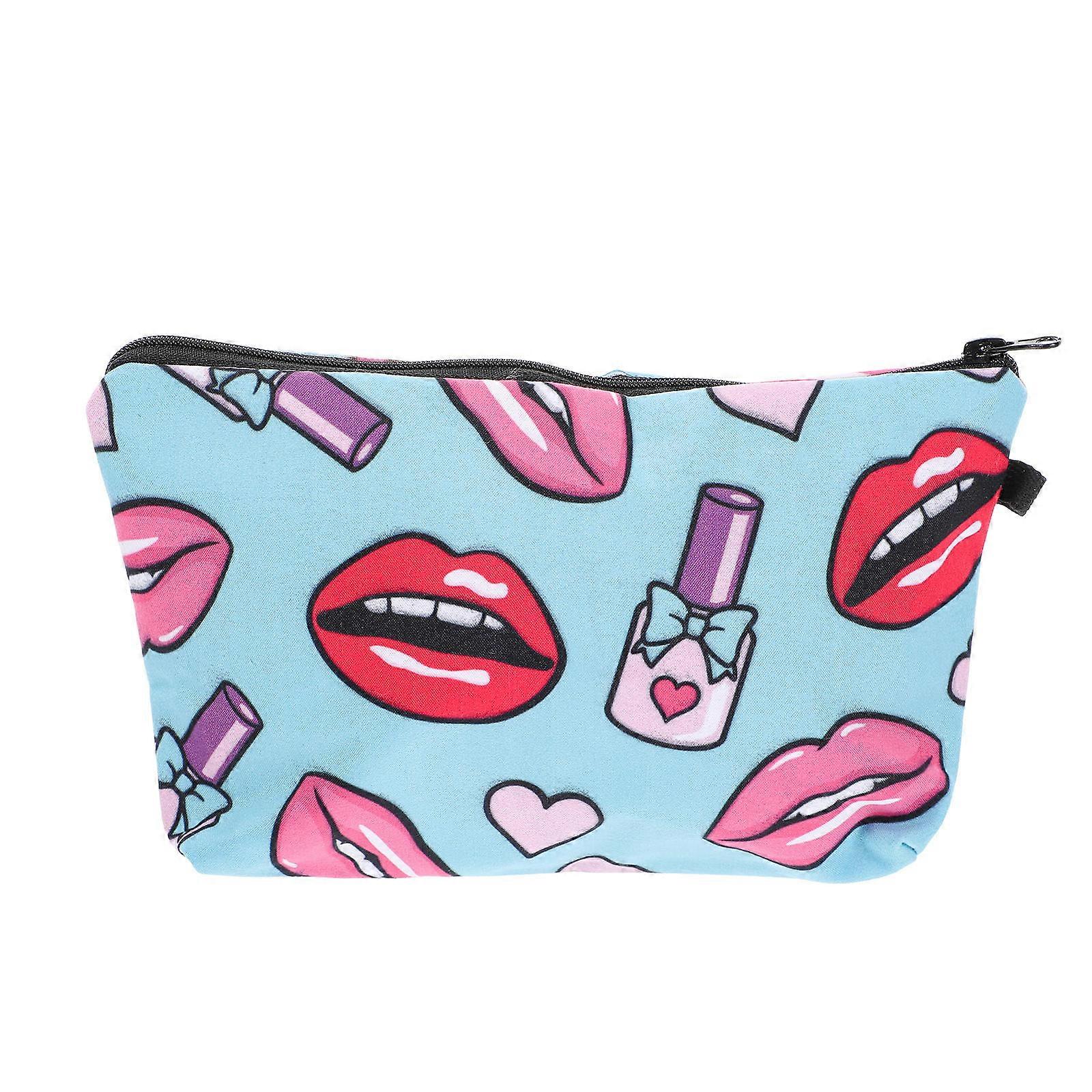 Travel Makeup Bag Small Cosmetics Bag Polyester Material Portable Container For Daily Use 21x14.5cm 1Set