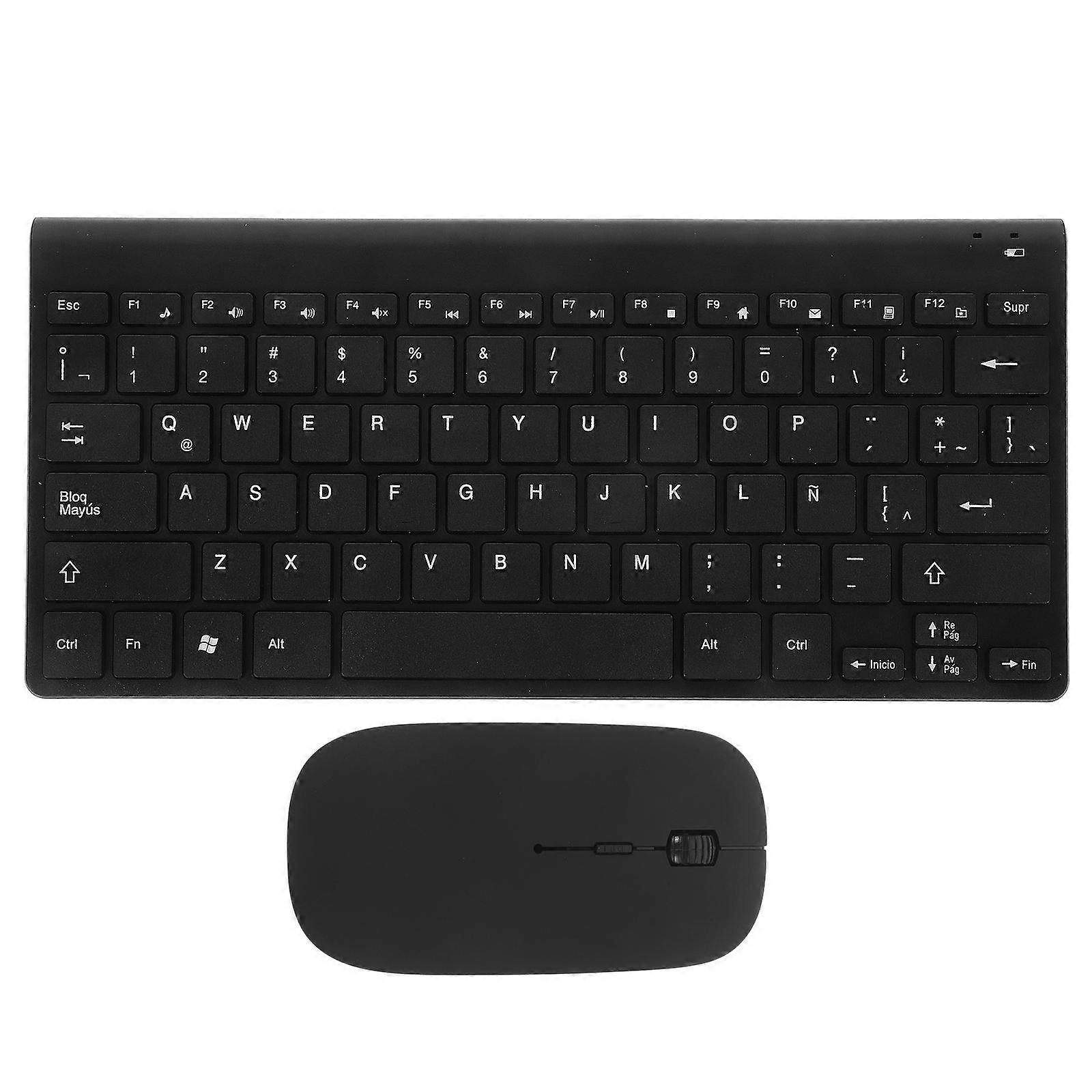 Wireless Keyboard Mouse Computer Accessory Office Work Minimalist Black 1Set