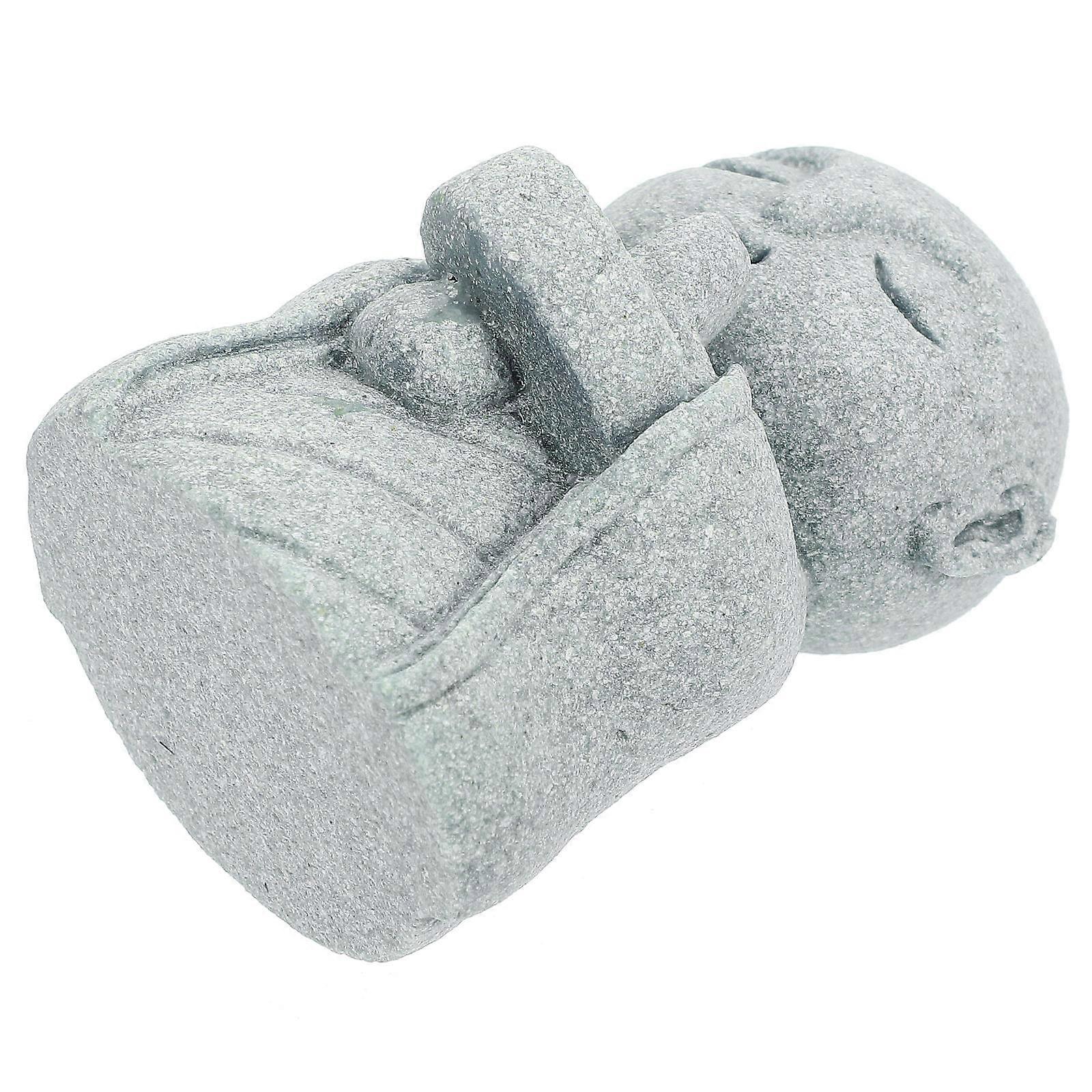 Tabletop Movable Statue Small Buddha Statue Garden Decoration Compact Grey Sandstone 1Pcs