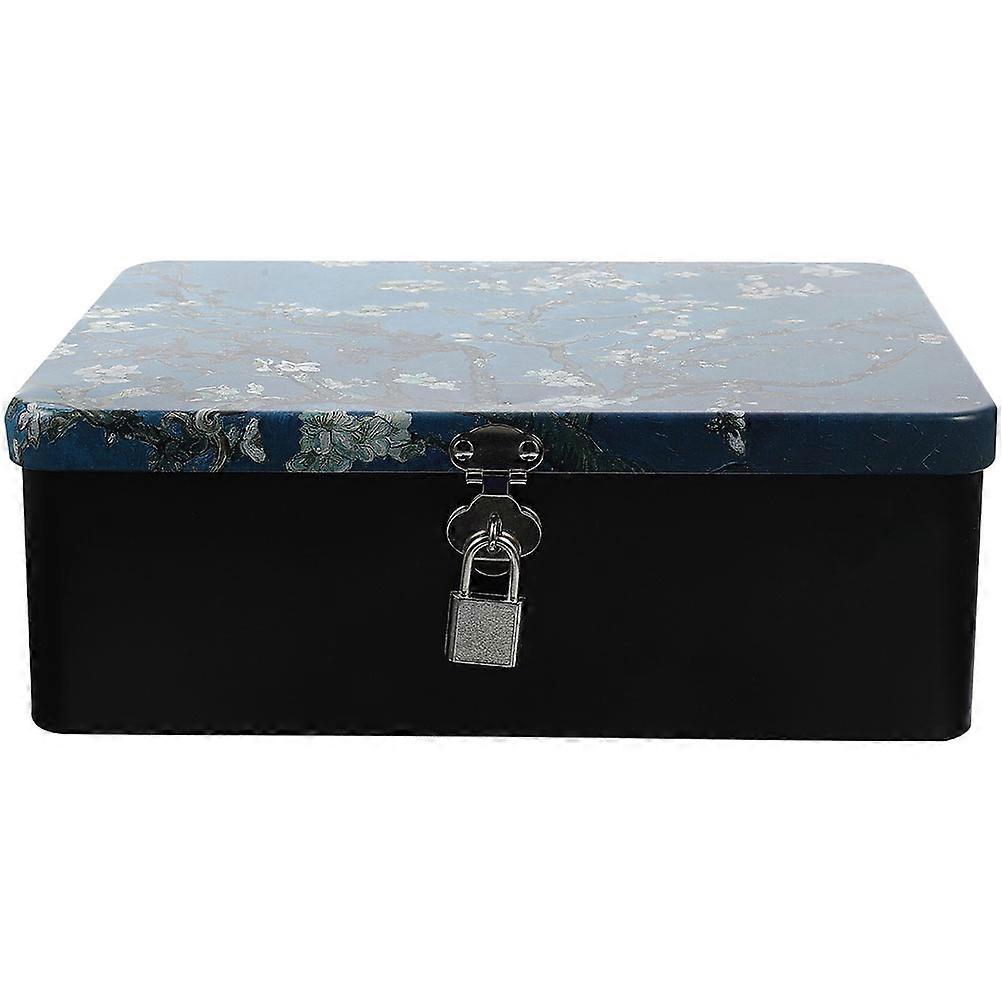 Retro Tin Storage Box with Lock – Compact Desktop Organizer for Jewelry, Stylish and Design
