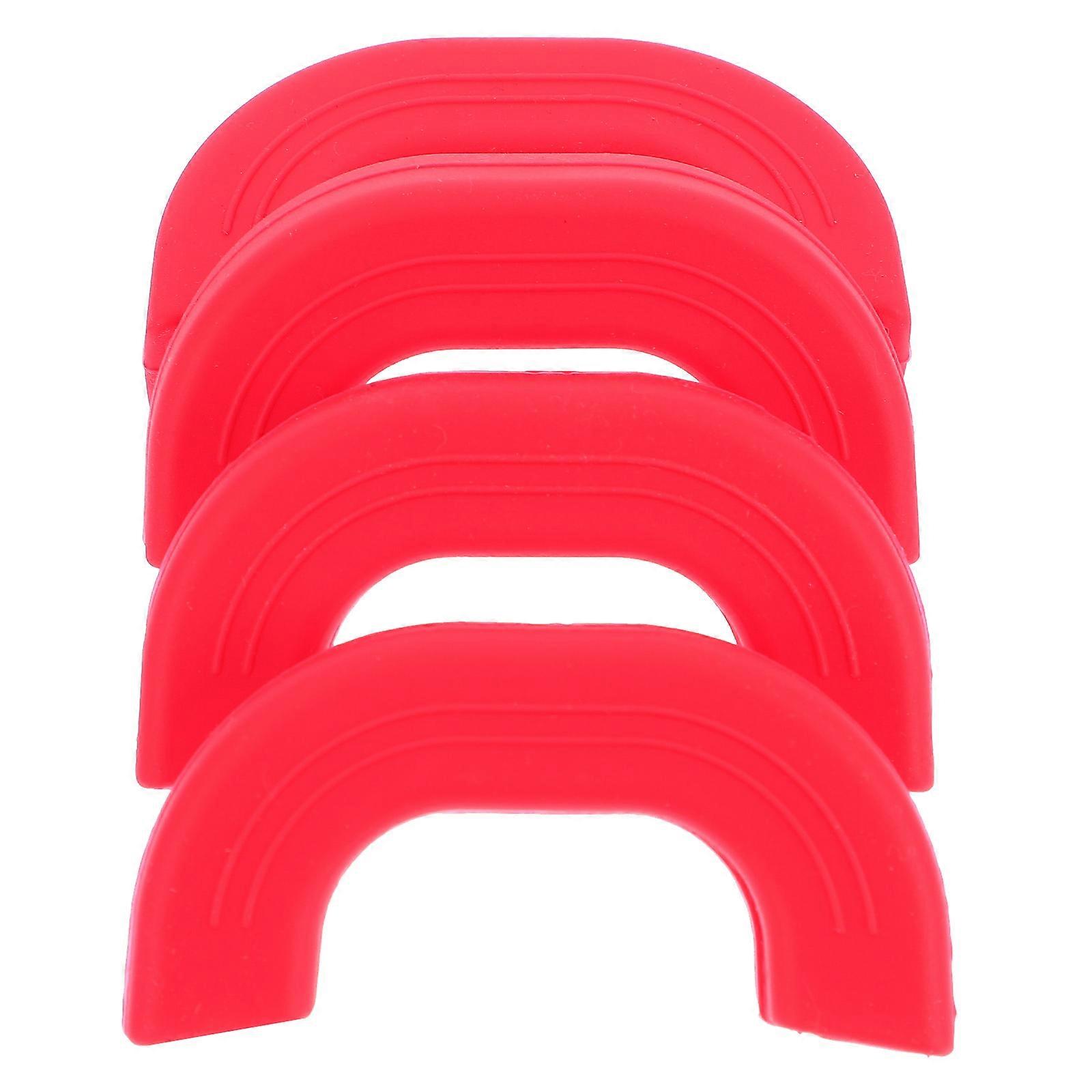 Frying Pan Handle Sleeves Heat Resistant Non-Slip Insulation 4Pcs 7.8x3.8cm Red