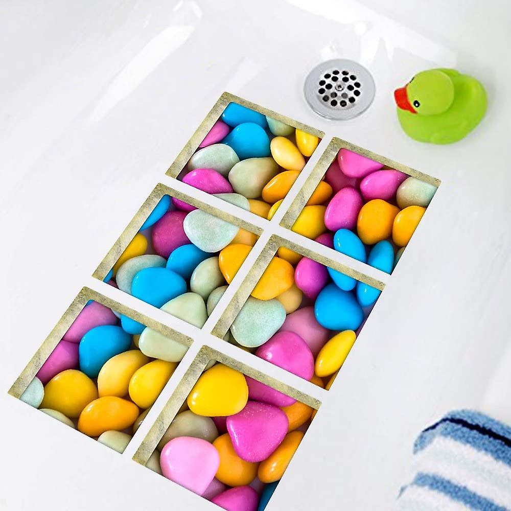 3D stereoskopisk slik DIY skridsikker bruser badekar klistermærker badekar applikationer 6 stk 5,9" x 5,9"