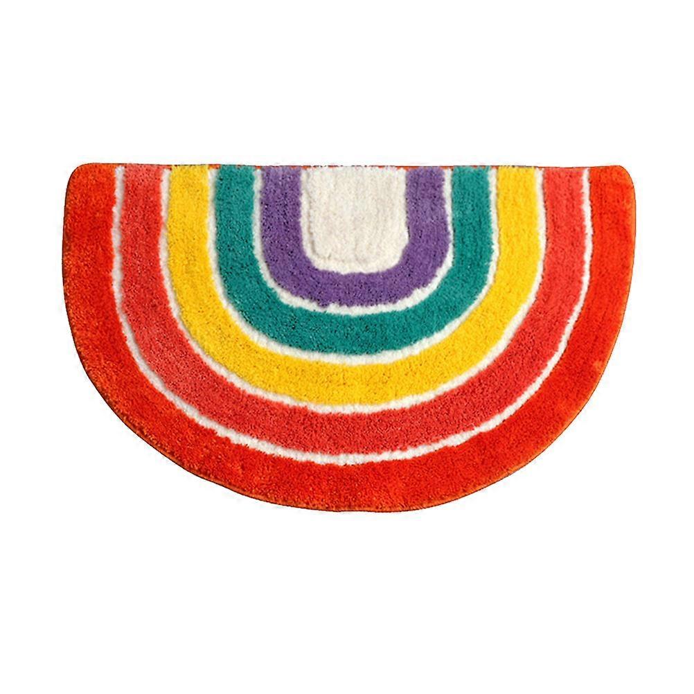Semicircle Floor Mat Water Absorbent Non-Slip Bathroom Home Use Multi-Colored 50x80cm 1Pack