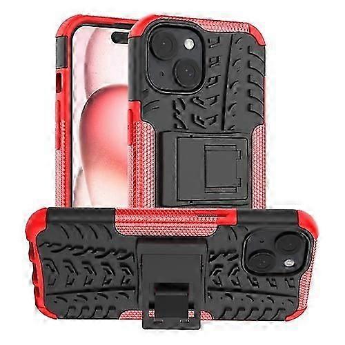 لحافظة الهاتف المحمول على iPhone 15 Tire Texture TPU + PC مع حامل