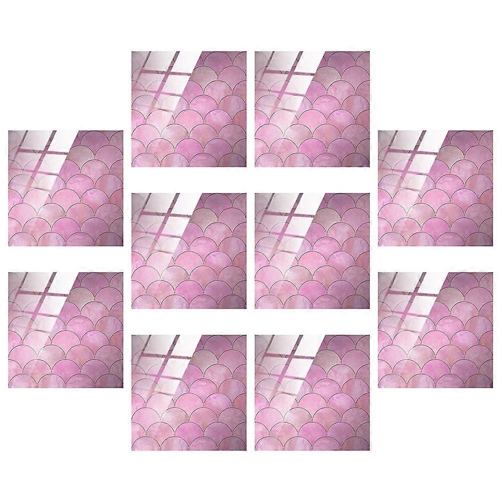 Wall Sticker for Drawer Peel And Stick Wallpaper Pink 10x10cm Diamond Grid Waterproof Home Decoration 10 Sheets