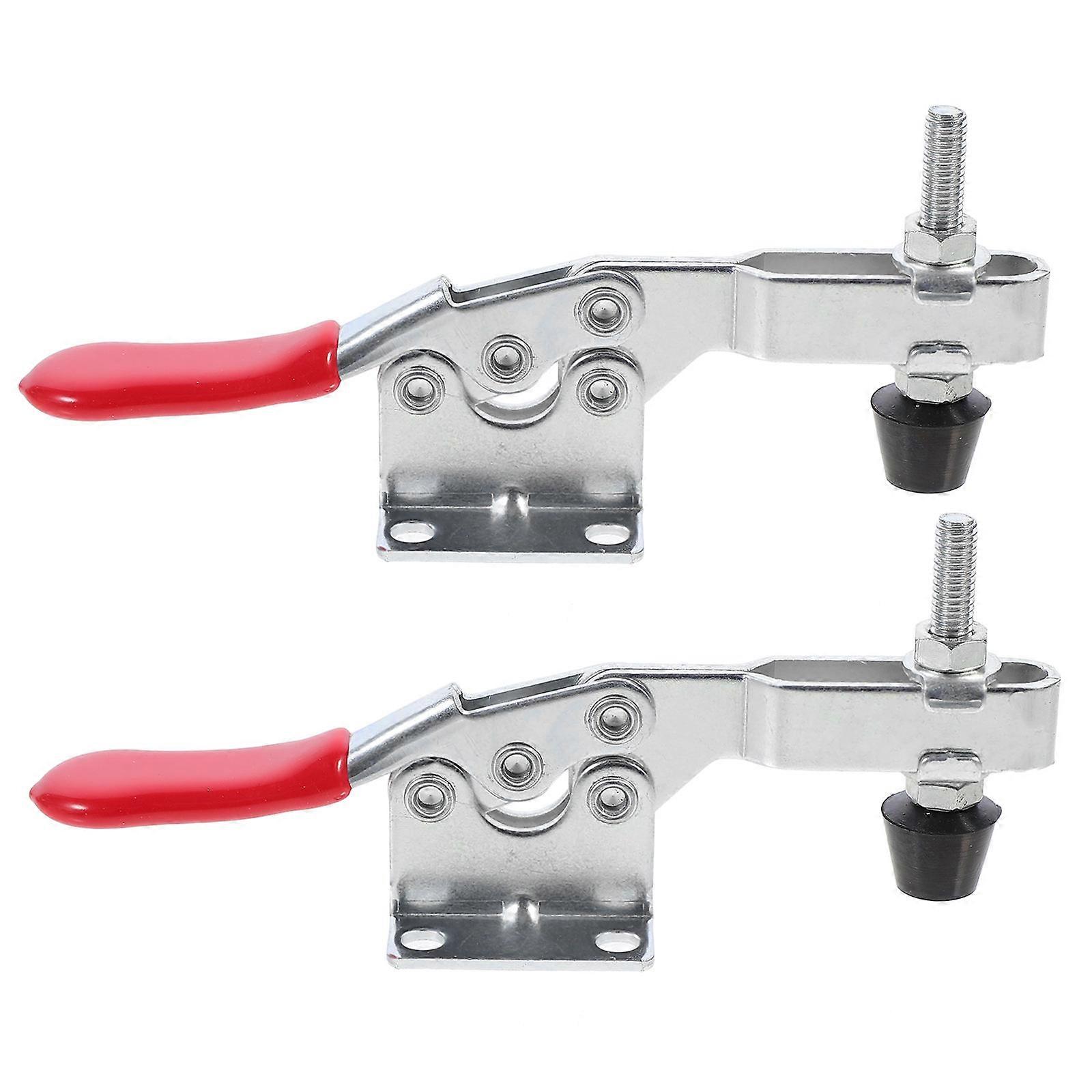 Toggle Clamp Quick Horizontal Clamp Red Zinc Plated Metal Workshop 2Pcs