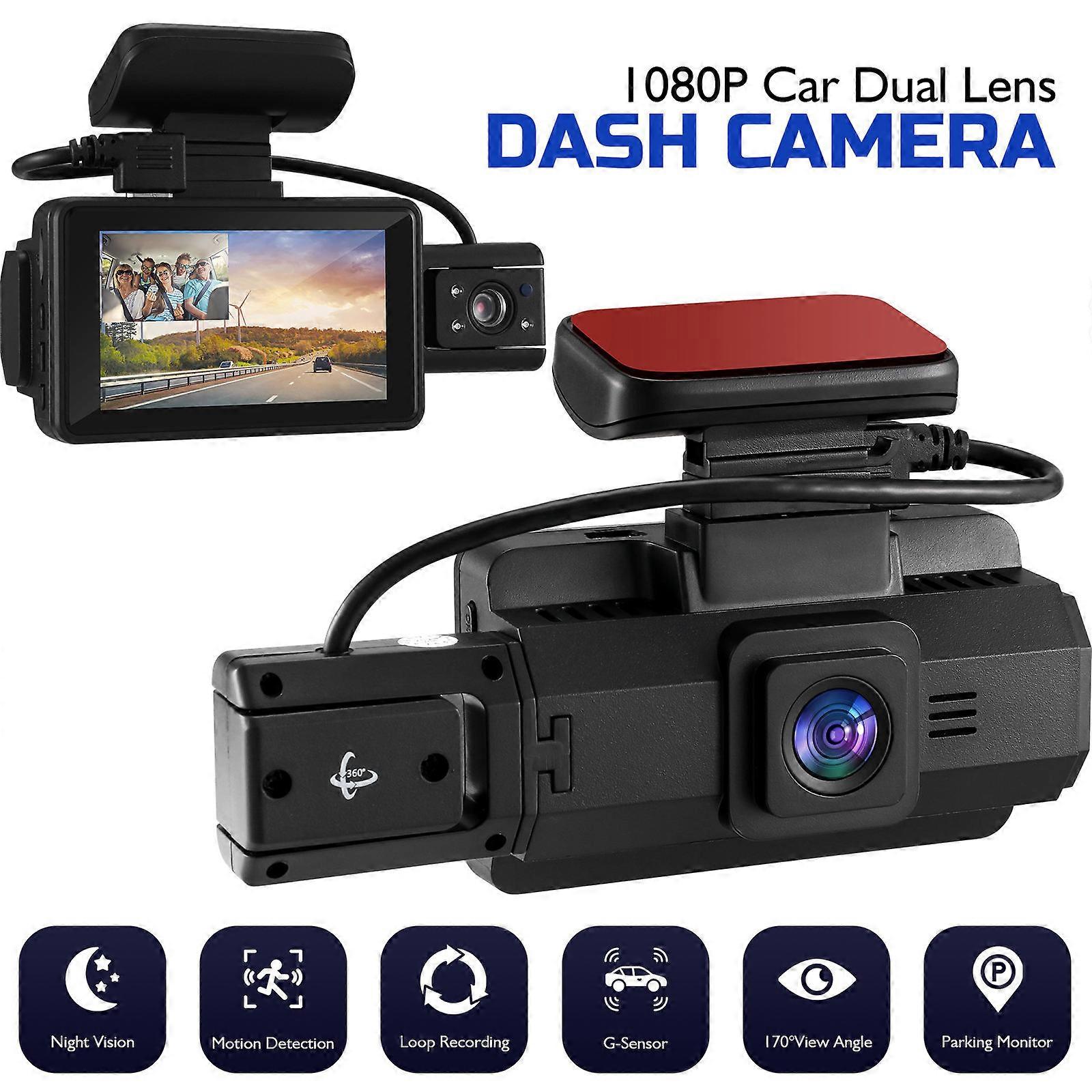 Front and Rear Dash Cam for Vehicle Monitoring with Night Vision Sensor and Wide Viewing Angle for Driving and Parking Assistance