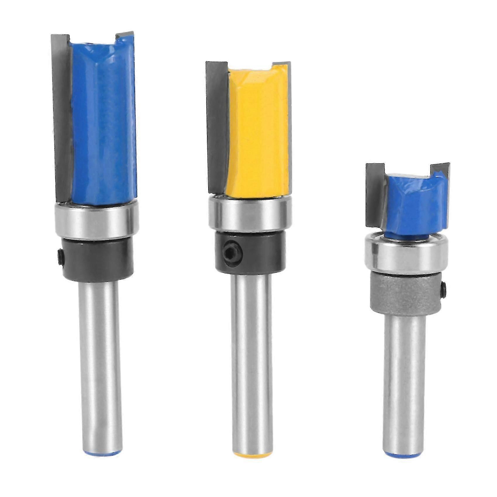 3pcs/set 1/4inch Alloy Flush Pattern Router Bit Milling Cutter