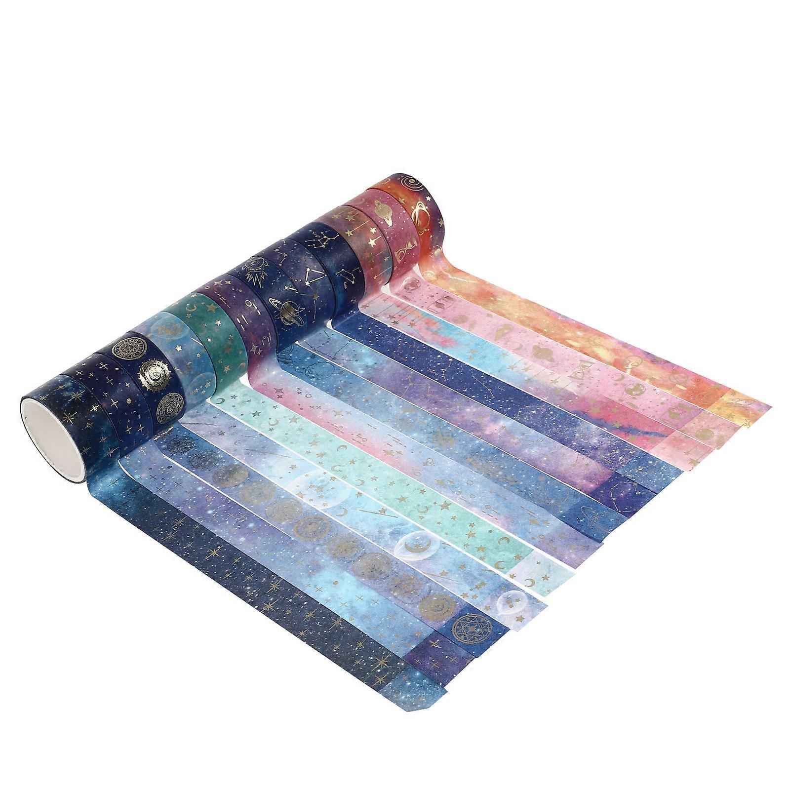 12 Rolls Night Sky Washi Tape Delicate Paper Tapes for DIY Scrapbooking, Arts and Crafts Lightweight, Easy Peel, Removable without Residue