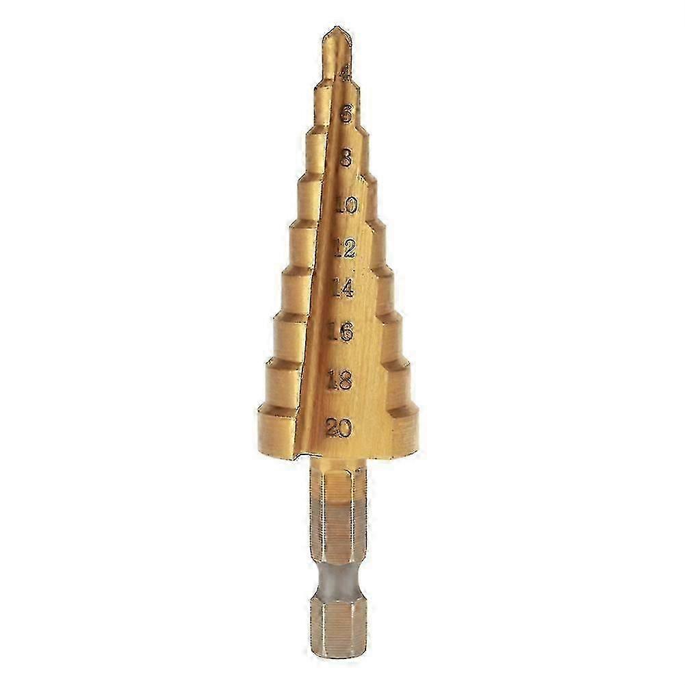 1Pcs High Speed Steel Step Cone Drill Bit Hole Cutter Hex Shank Titanium Plating Drill(4-20mm)