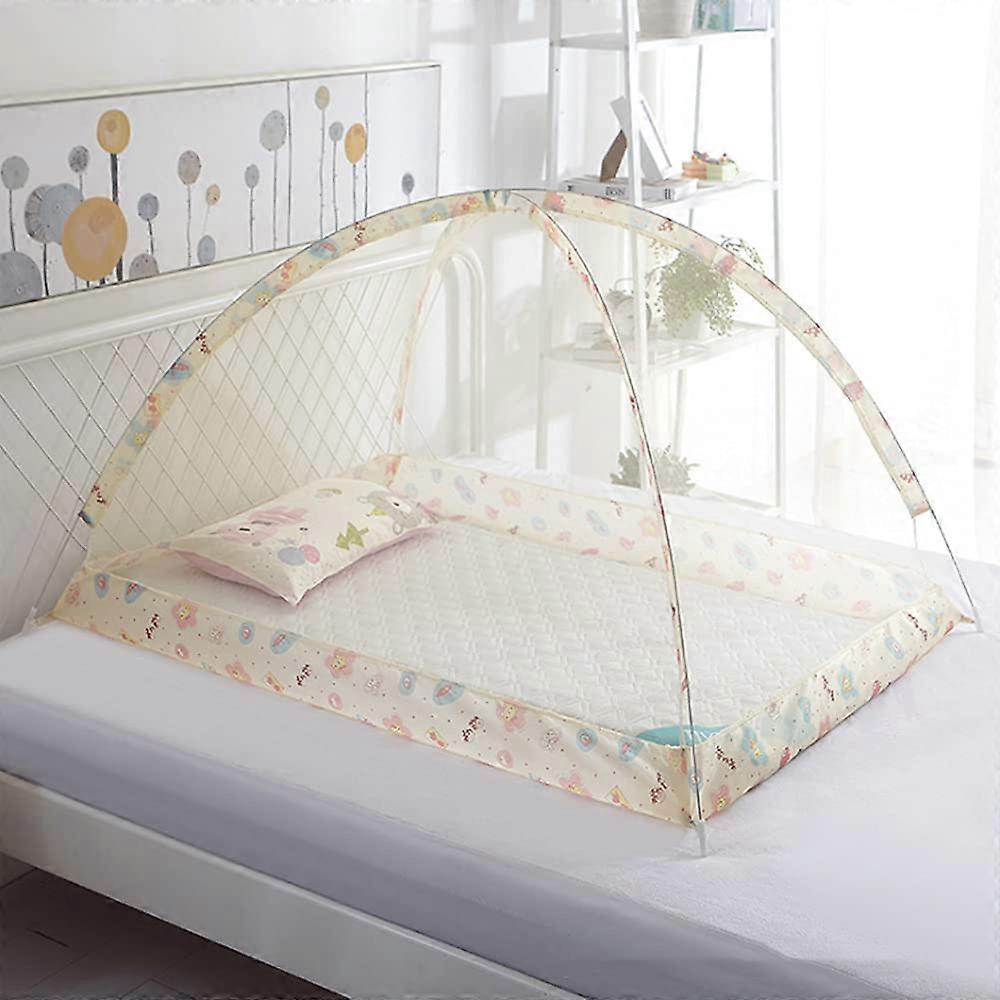 Mosquito Net Baby Bed Universal Pop Up Insect Net Foldable Travel Cot Canopy Beige Mobile Arch Fly Screen for Pram