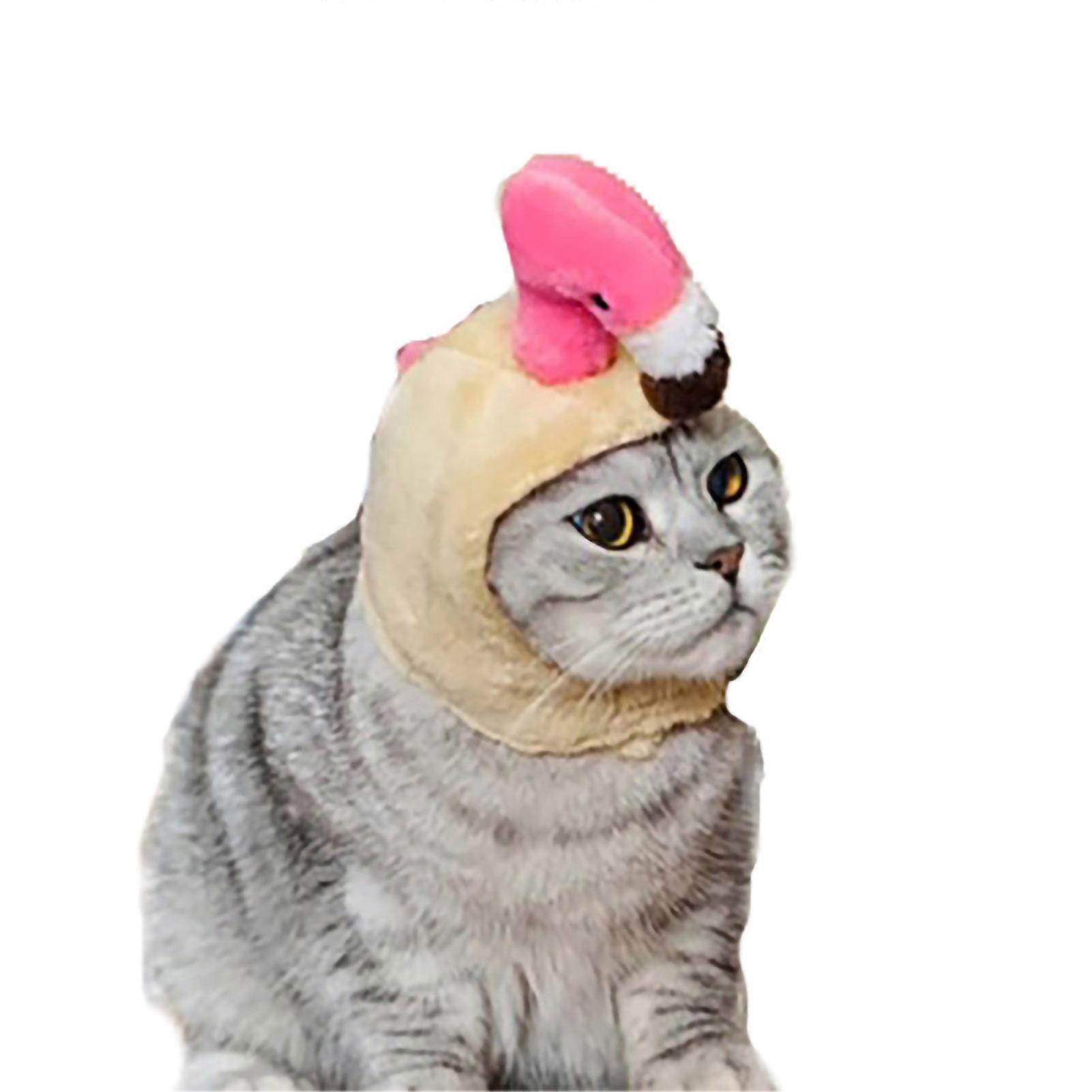 Pet Hat Light Weight Polyester Soft Comfortable Portable Cute Cat Cap for Cats Dogs Flamingo
