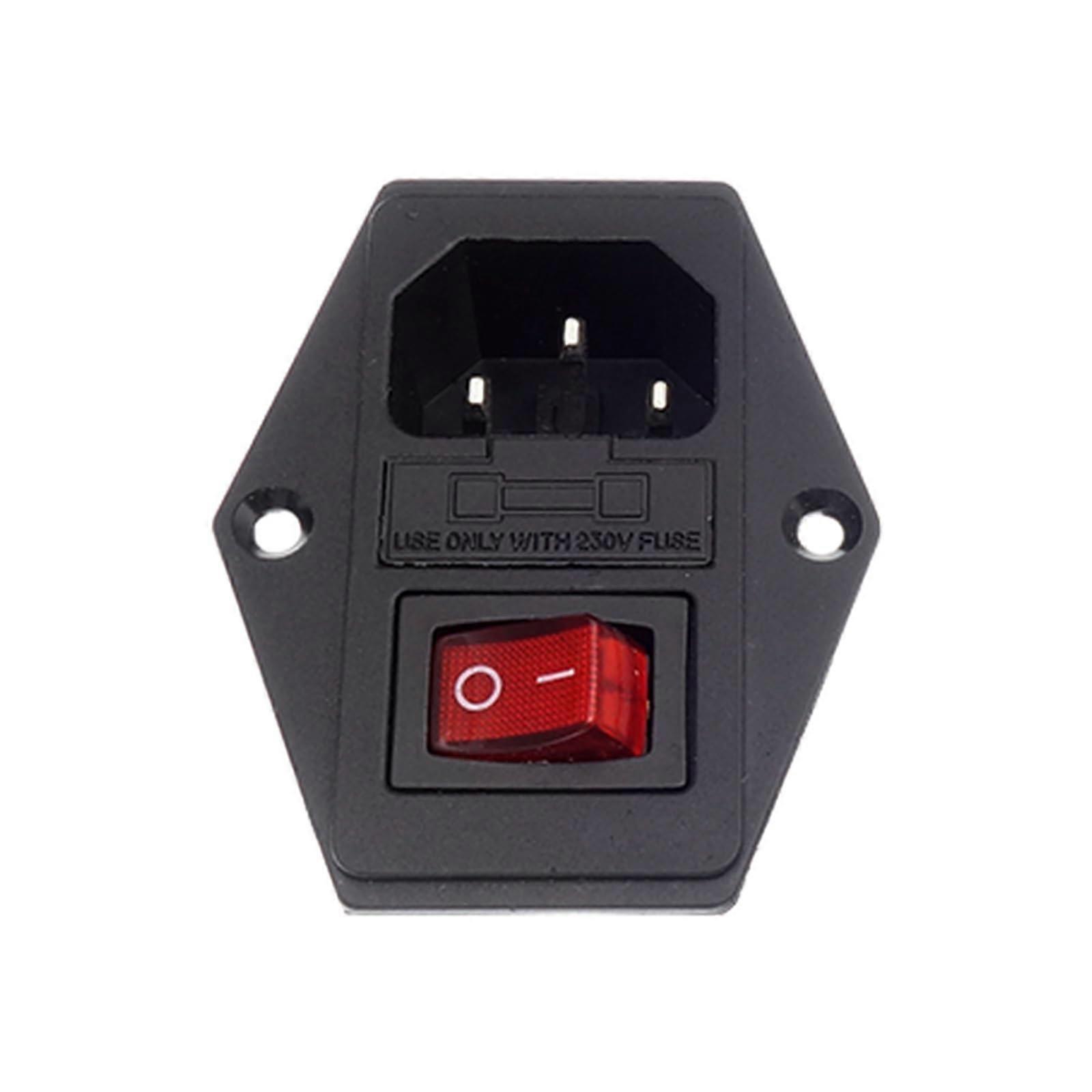 AC Power Socket with Switch and Fuse AC-06 4-Pin Computer Socket With Light 15A