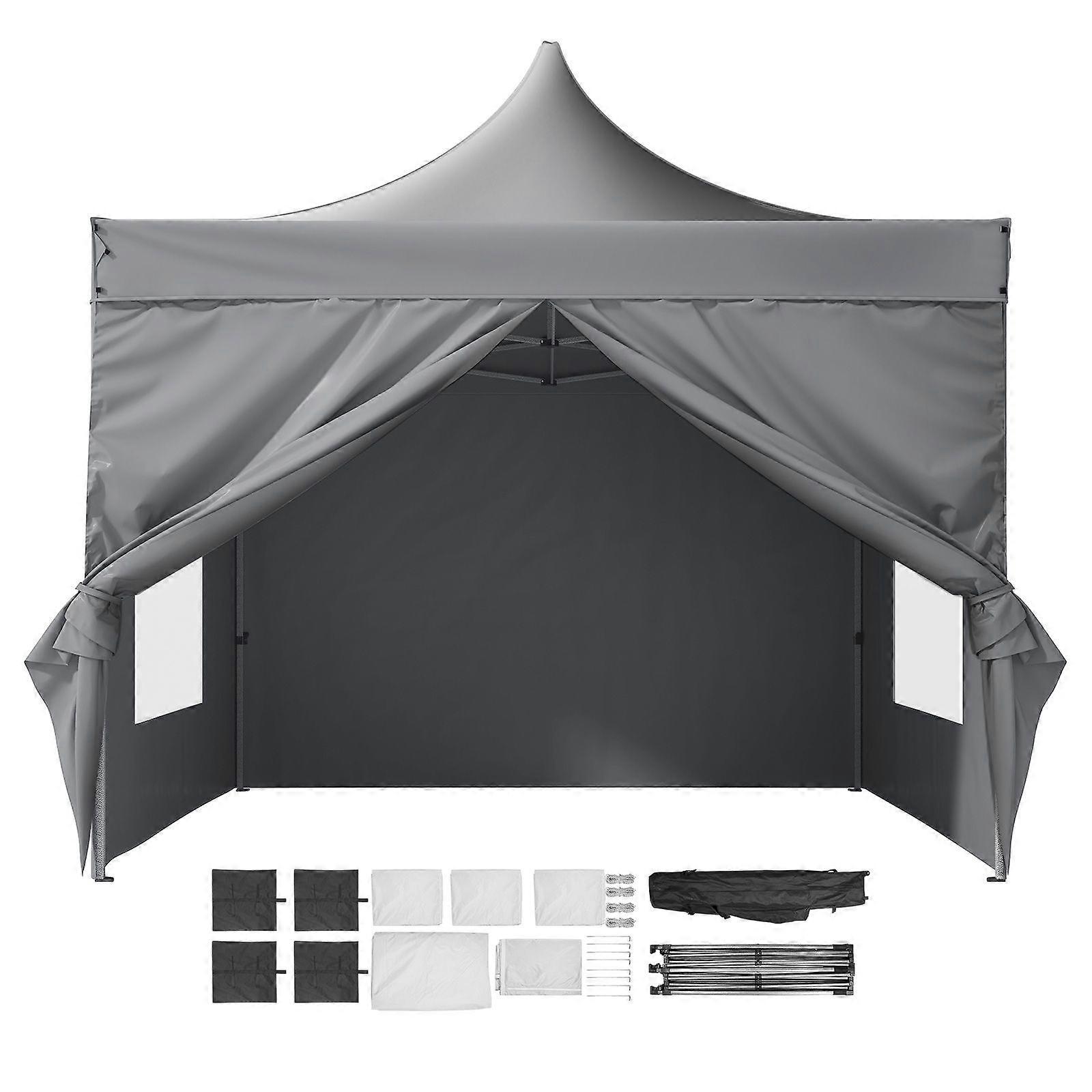 10 x 10 FT pop-up luifel met verwijderbare zijwanden, Instant luifels draagbare Gazebo en tas op wielen
