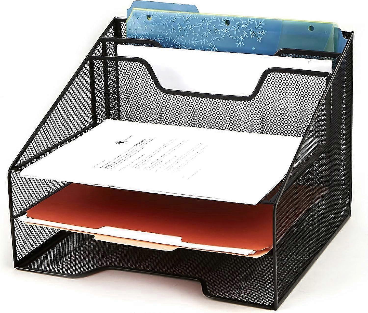 Black Desk Mesh Organizer Storage with 5 Compartments