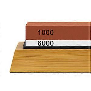 in 1 Whetstone Knife Sharpener Whetstone Non-Slip Bamboo Base 1000/6000