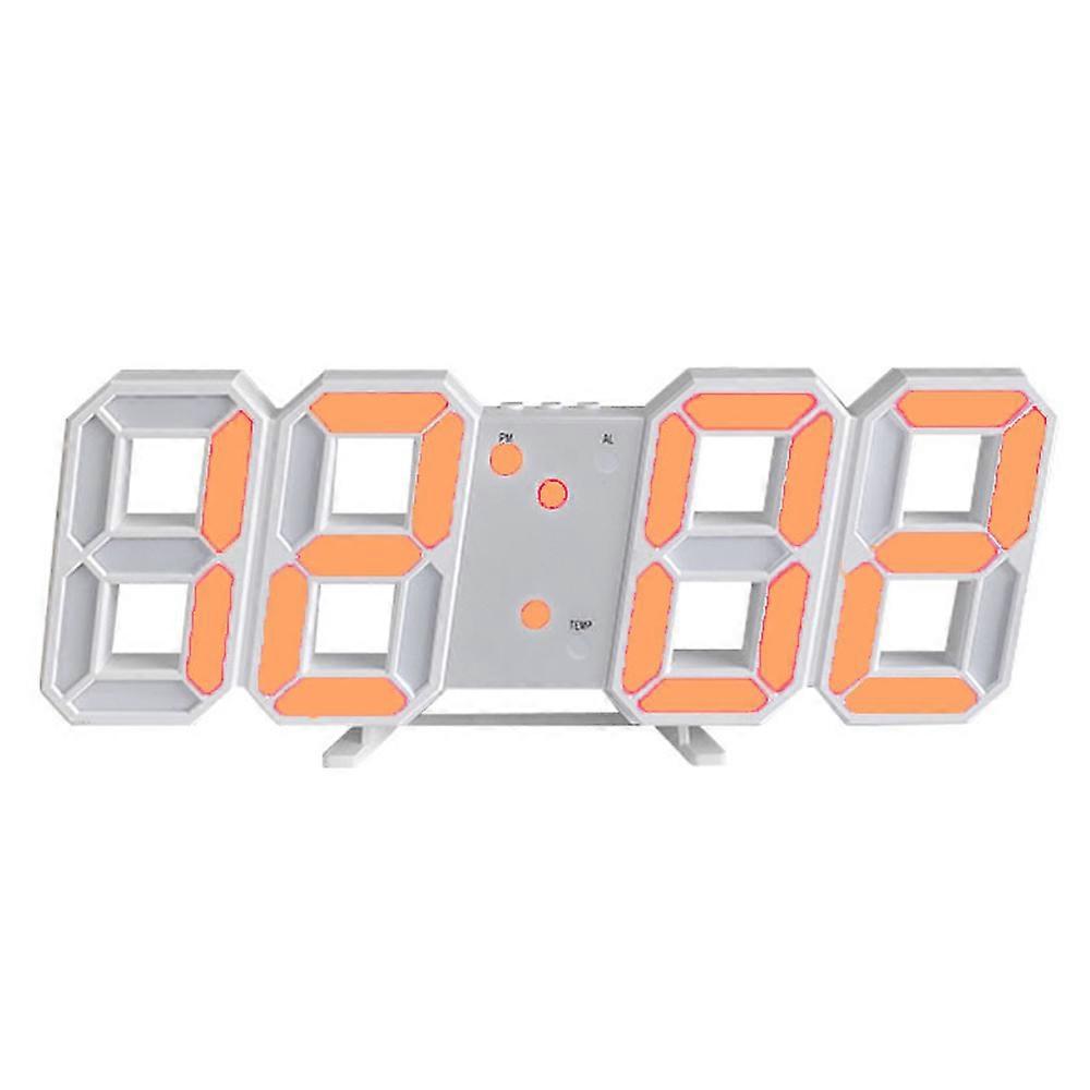 Intelligent 3D Digital Clock Alarm Clock Digital Wall Clock Led Electronic Gift Alarm Clock-Orange