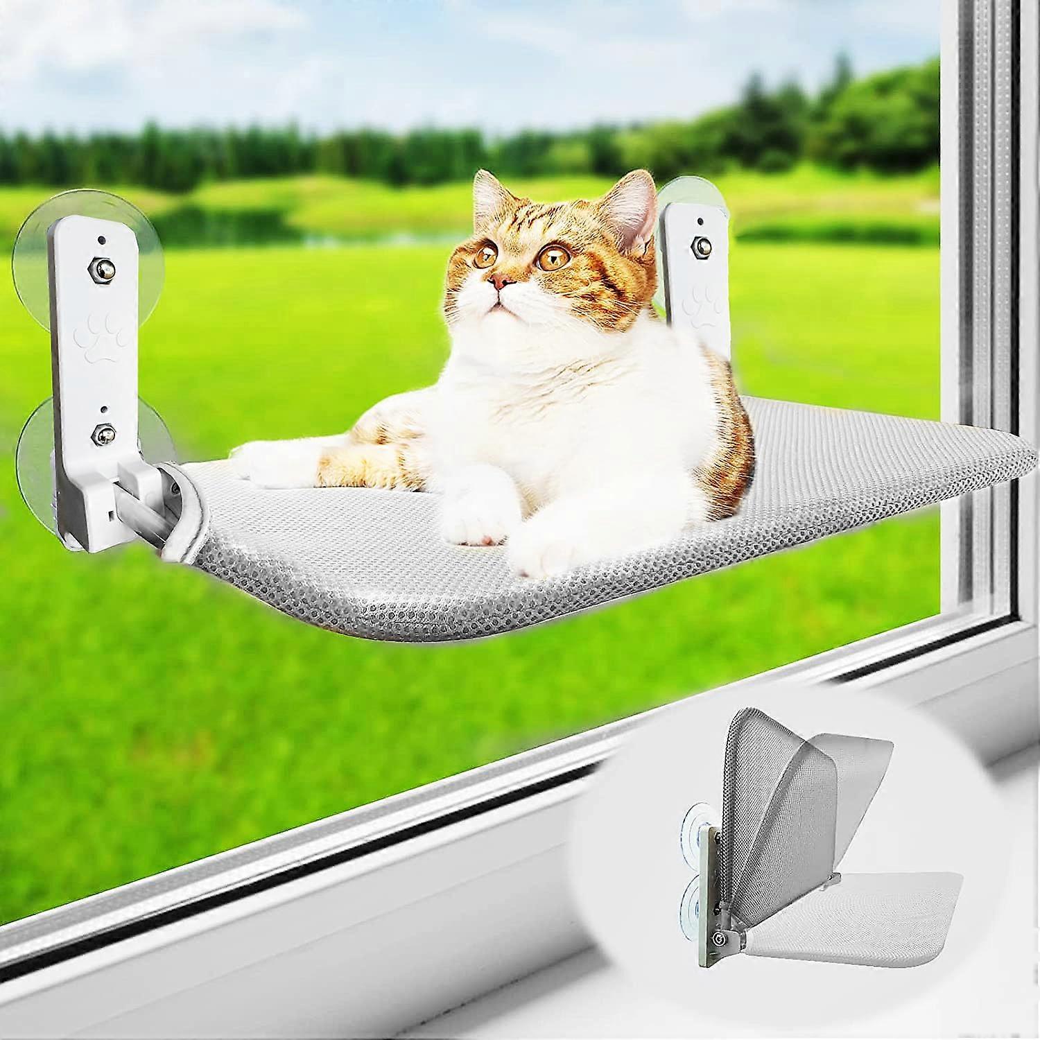 Cat Hammock, Window Bed for Cats with Sturdy Suction Cups, Cat Hammock Window, Cat Hammock Window, Load Weight of 25 kg, 47 x 30 cm (Grey)