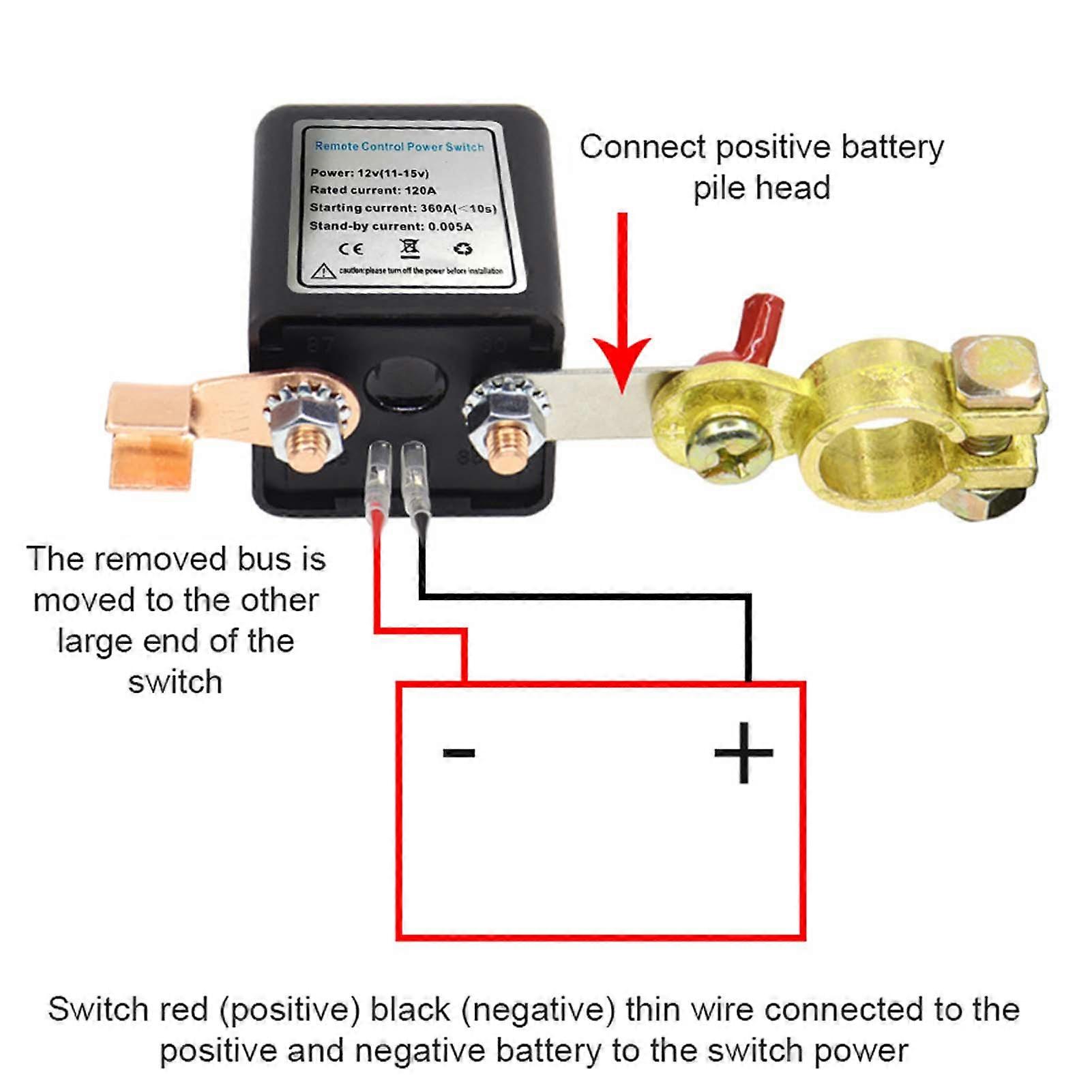 12 V Car Battery Relay Wireless Remote Battery Disconnect Switch Battery Switch Isolator Power Cut Master Switch with 2 Remote Controllers