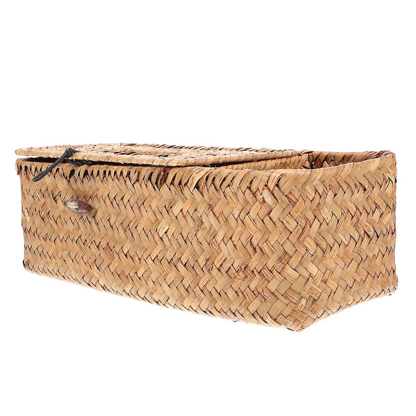 Khaki Seagrass Rectangular Rustic Tissue Box