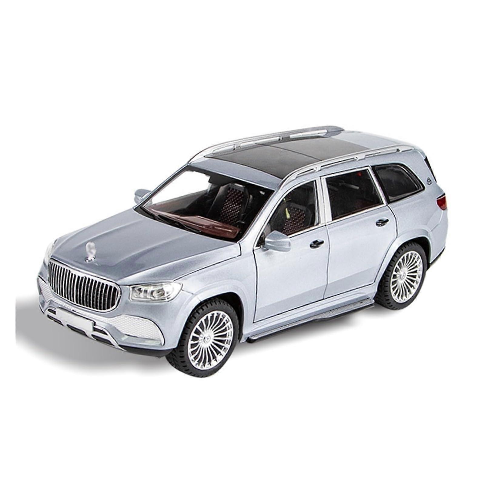 Model Car Scale 1:24 For Maybach GLS600 Alloy OffRoad Vehicle Model Ornaments Simulation Business SUV Collection For Collectors (Silver)