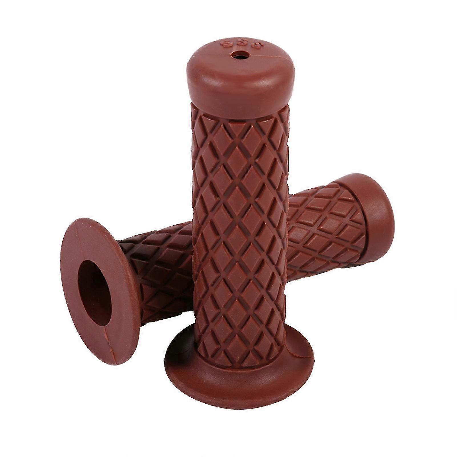 22mm 7/8 Universal Vintage Soft Rubber Handlebar Hand Grips for Motorcycles and Dirt Bikes in Brown