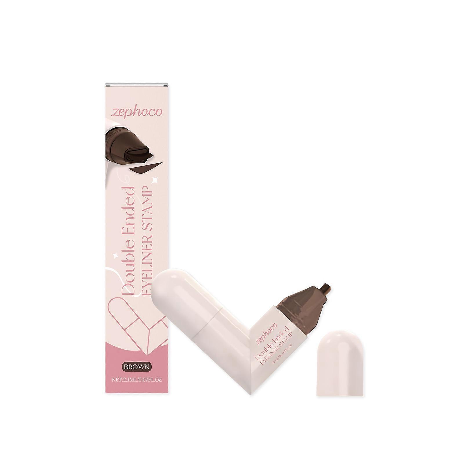 Waterproof Brown Double-Ended Eyeliner Pen - Smooth Application, Portable for All Occasions