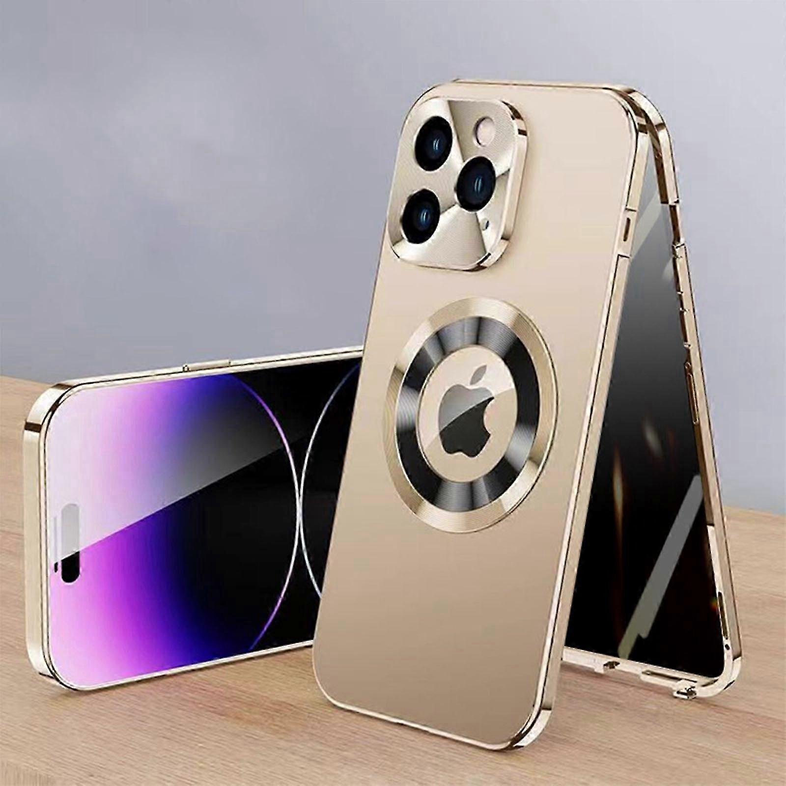 [CD Metal Ring & Lock] Magnetic Privacy Case for iPhone 15 Pro Max/15 Ultra [Compatible with MagSafe] [Integrated Lens Protection]