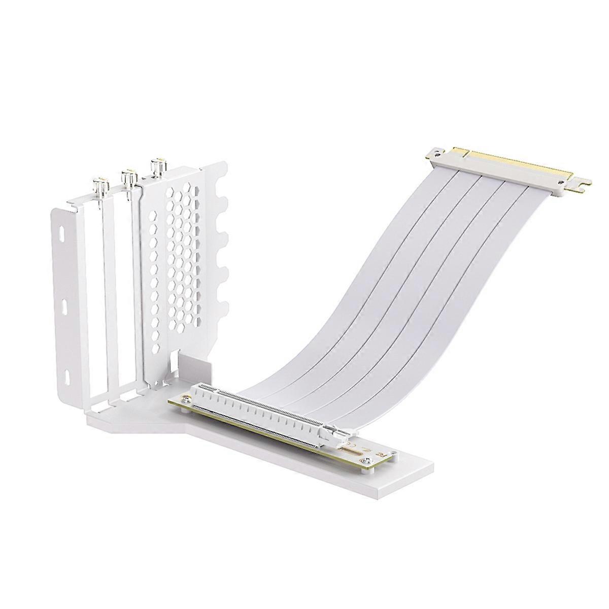 L-Z3 GPU Vertical Mounting Bracket Kit, PCIe 4.0 X16 Riser Cable 200mm, Graphics Card Steering Mounting Bracket White