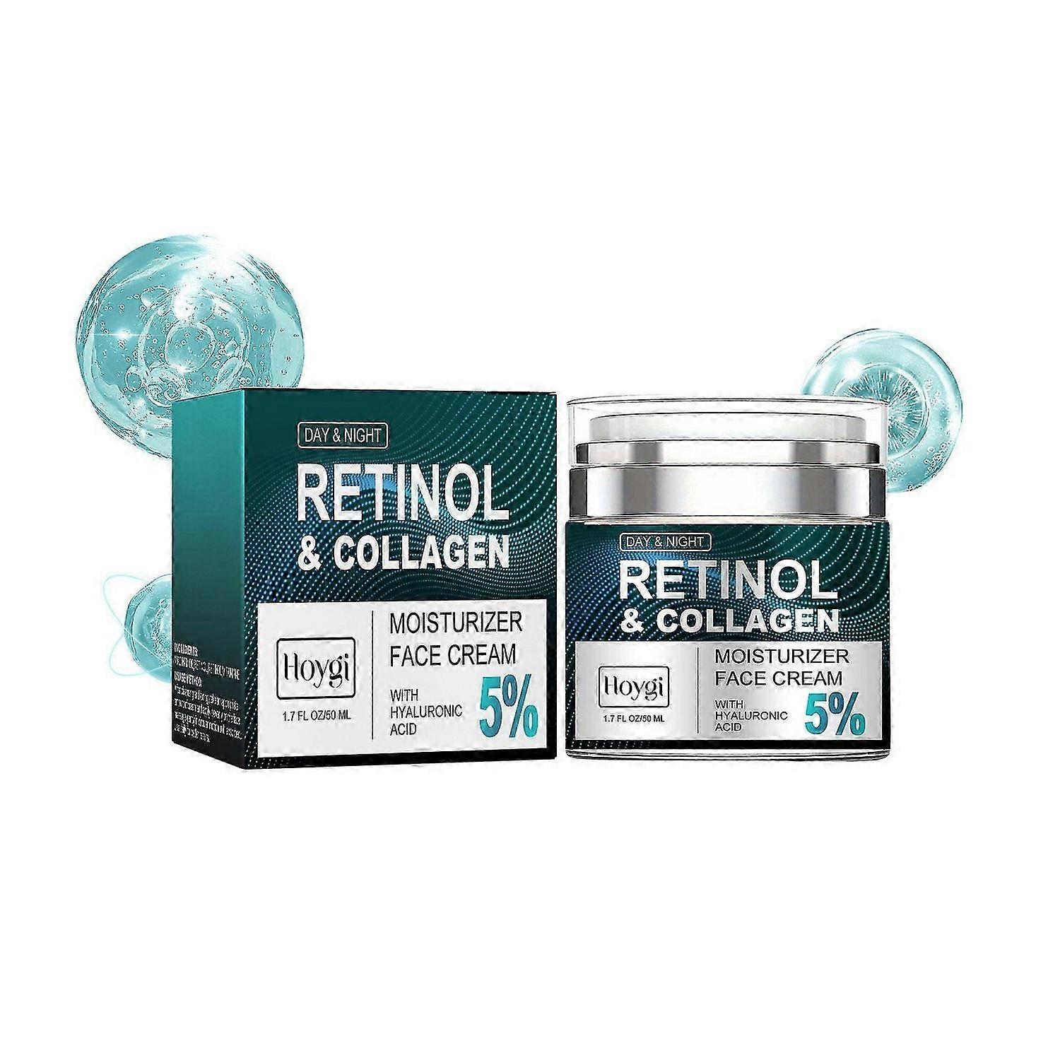Retinol Collagen Cream for Face with 5% Hyaluronic Acid Anti-Aging Cream Anti-Wrinkle Reduce Fine Li