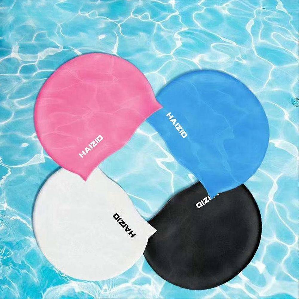 כובע סיליקון 203 כחול רויאל (D)$Swimming כובע כובע שחייה עמיד למים בצבע אחיד לבנים ולבנות עם מיגון אוזניים גדול ואלסטי לשיער ארוך