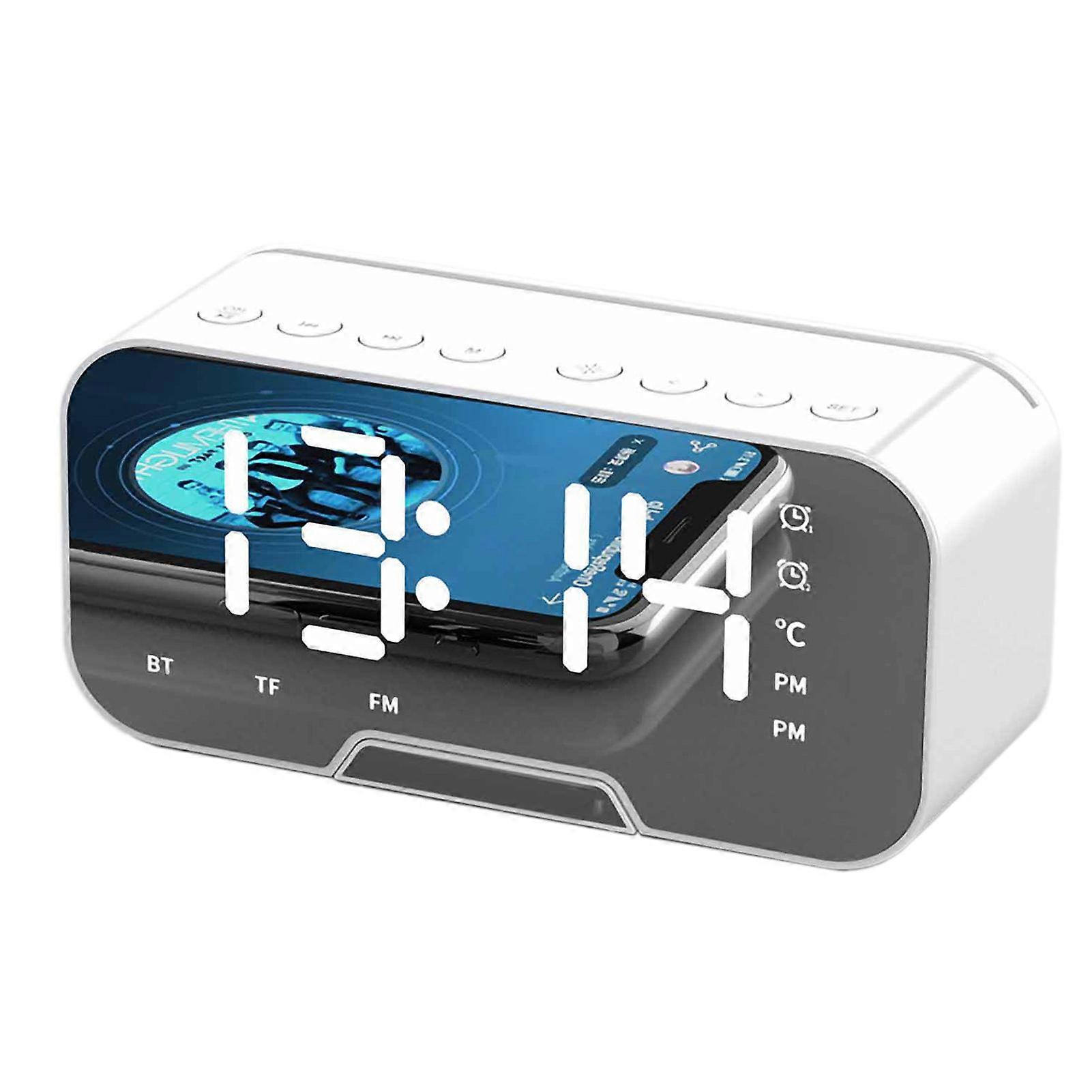 Mirror Wireless Bluetooth FM Radio Plug In Card Innovative Gift Alarm Clock Speaker for Student
