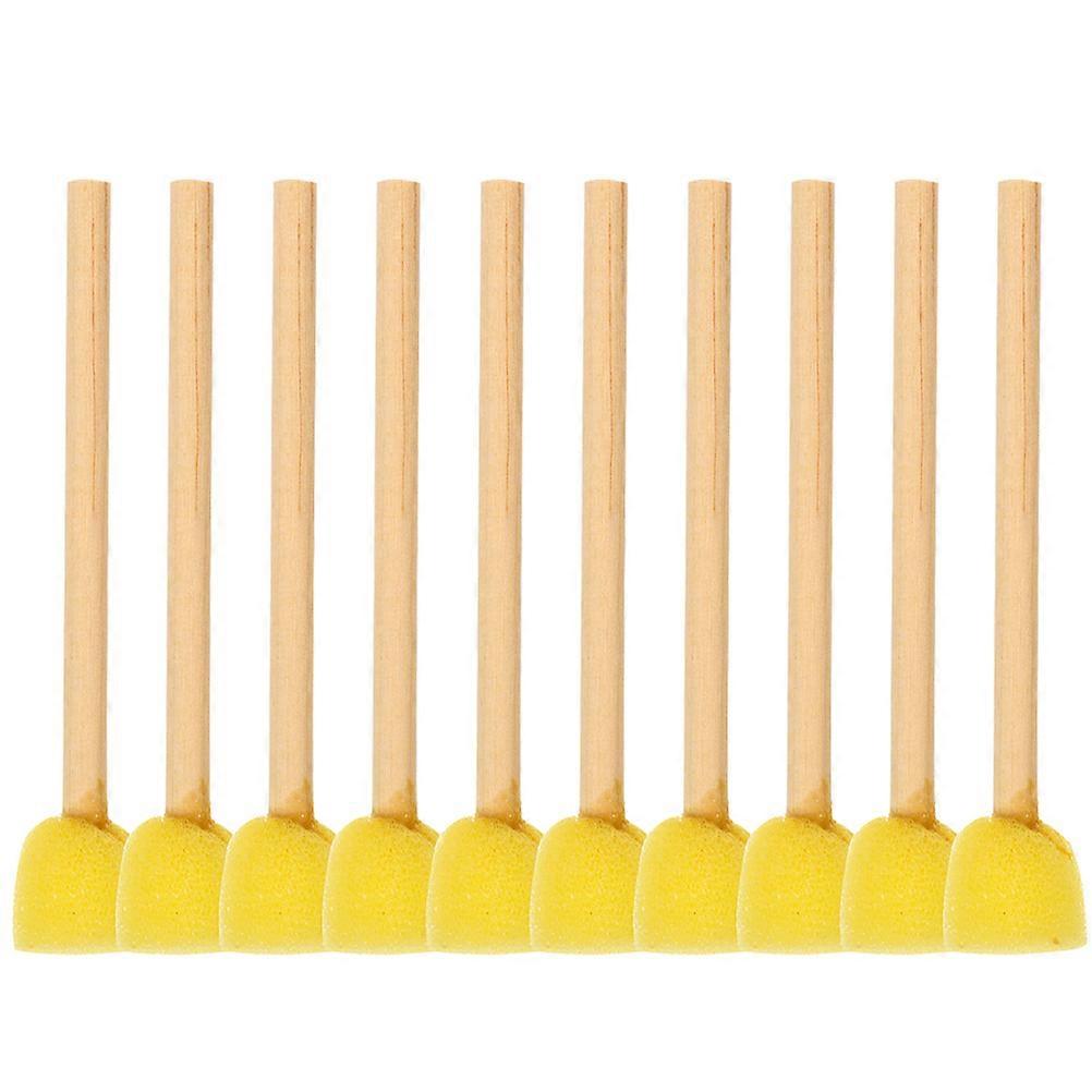 10pcs Round Sponge Painting Brushes with Wooden Handles for DIY Crafts, Home & School Decoration Art Tools